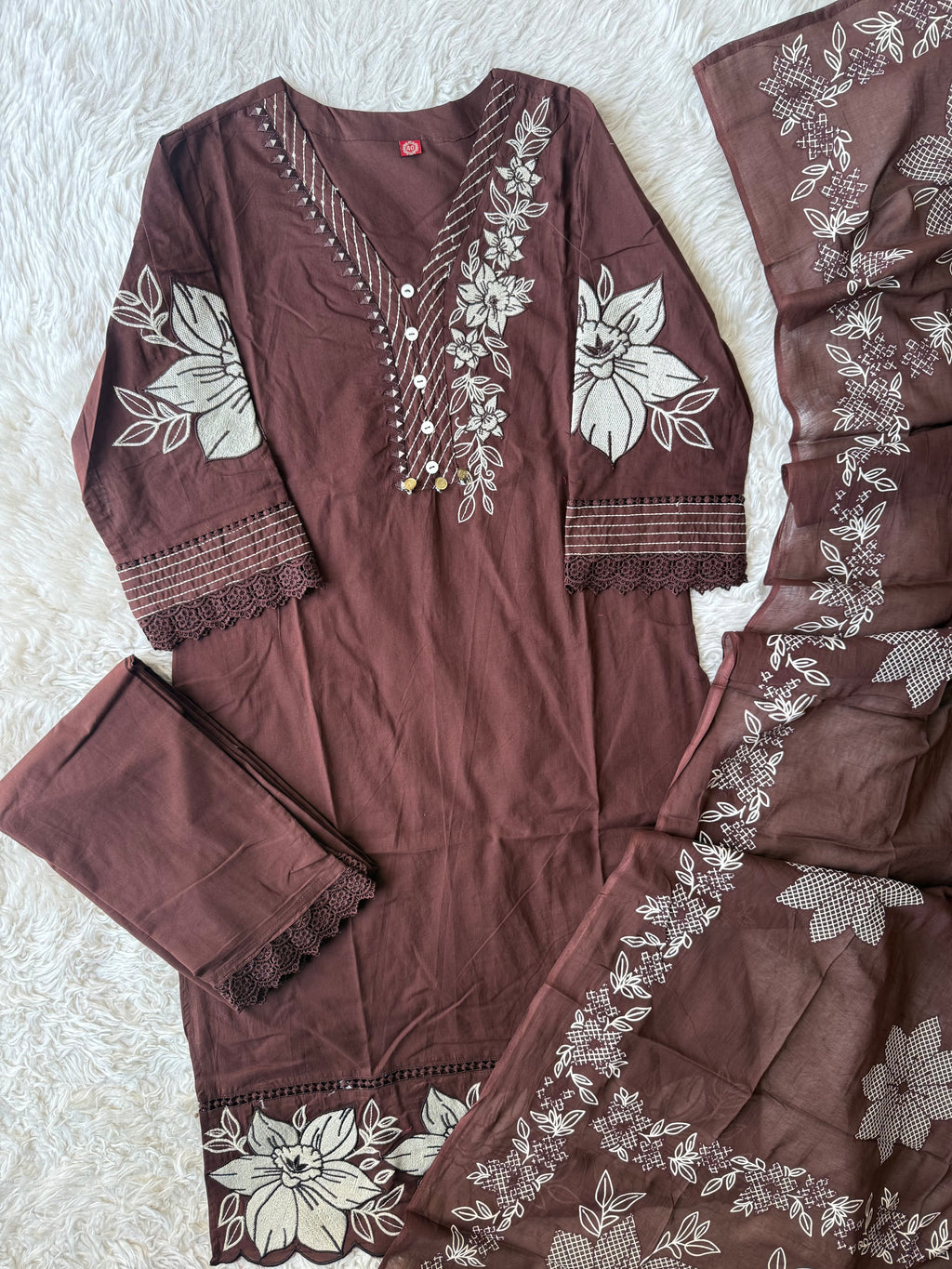 Pure Cotton Kurti Pant Dupatta Set
