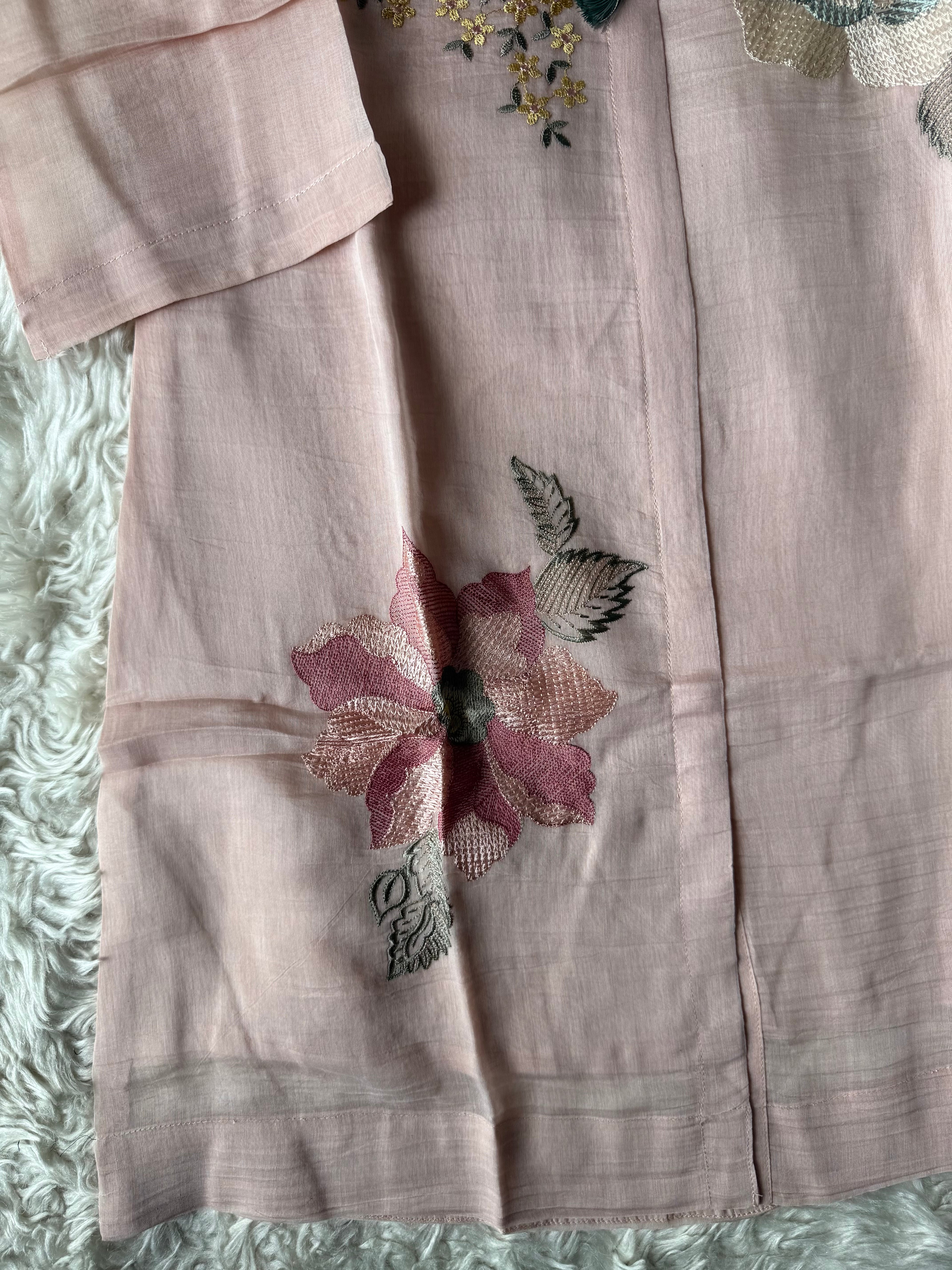 Mul Chanderi Thread work Co-ord Set