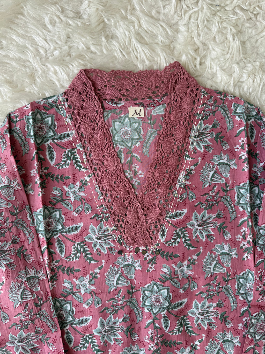 V-Neck Lace Details Kurti