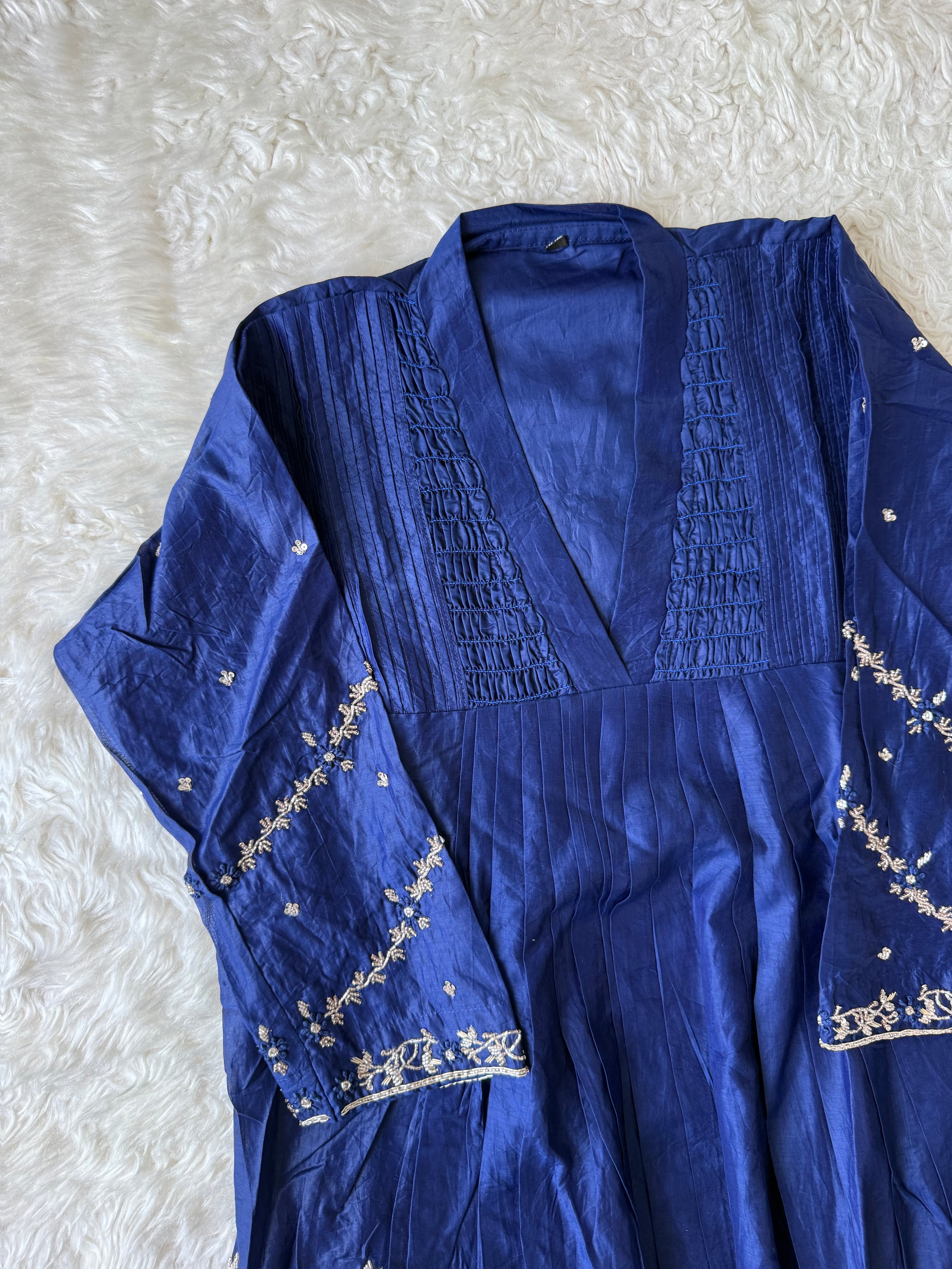 Mul Chanderi Kurti Pant Dupatta Set