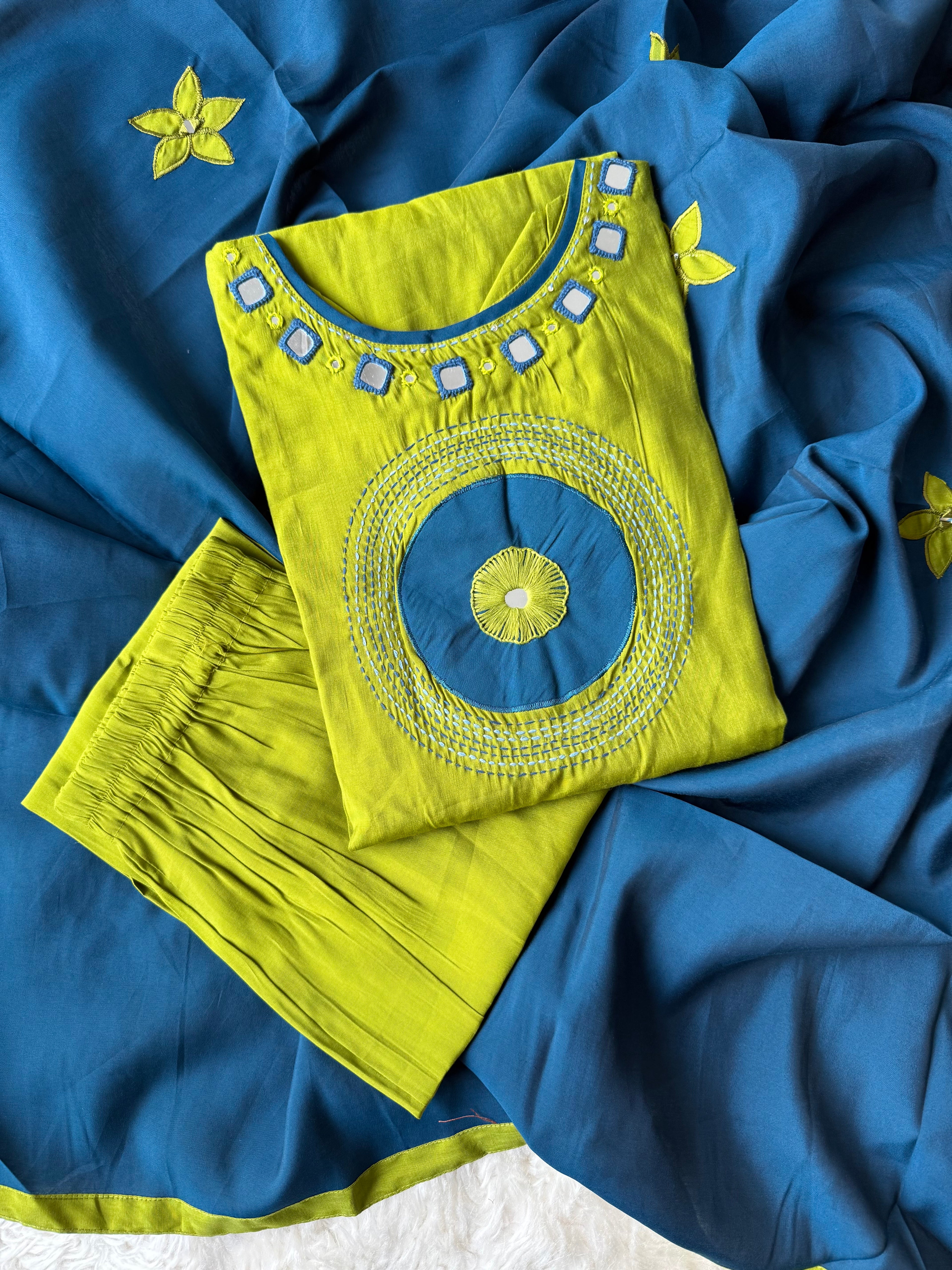 Roman Silk Kurti Plazo Dupatta Set