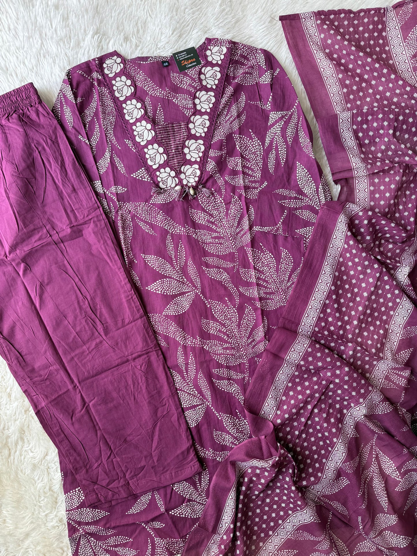 Pure Cotton Kurti Pant Dupatta Set