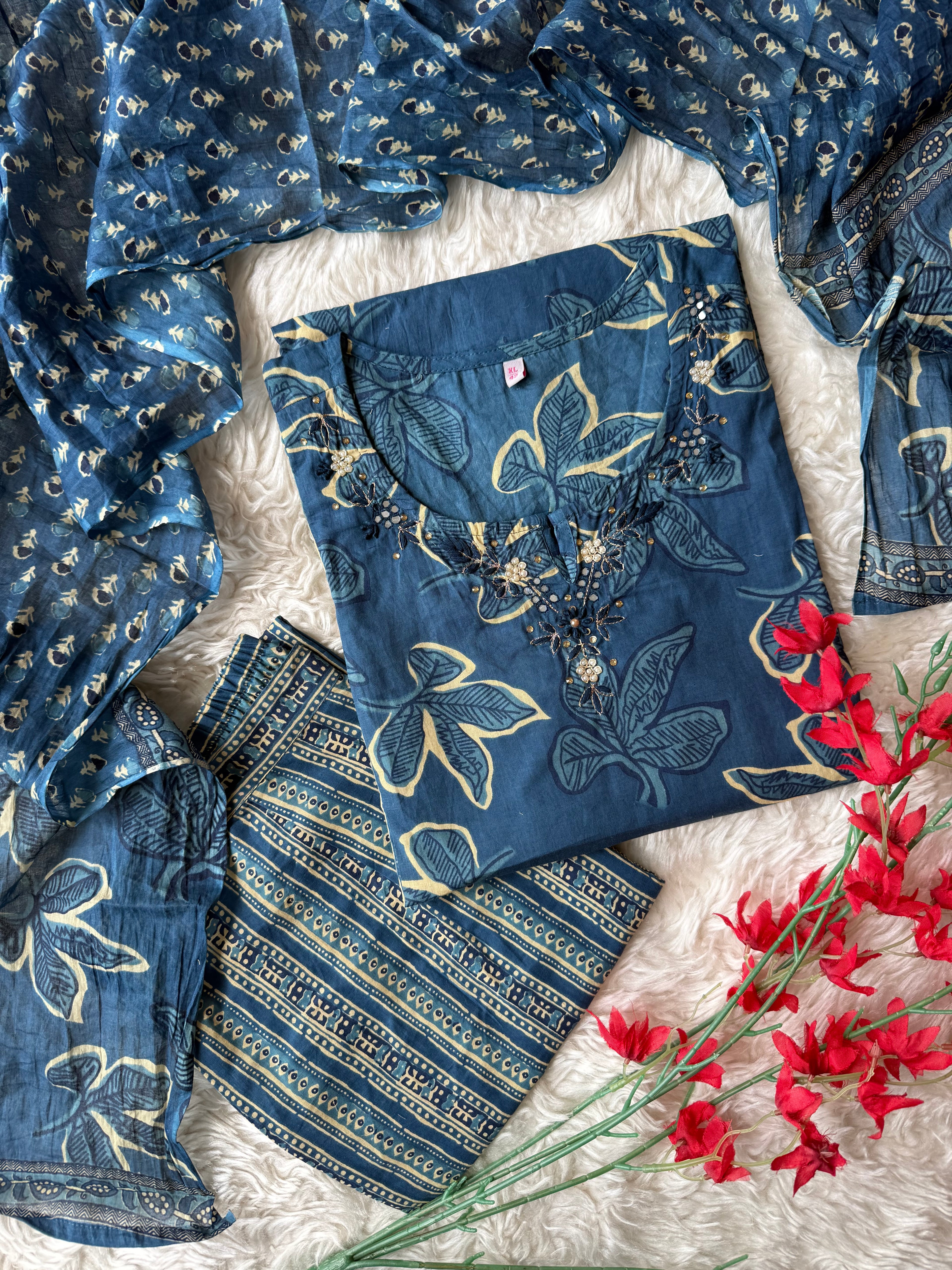 Premium Cotton Kurti Pant Dupatta Set