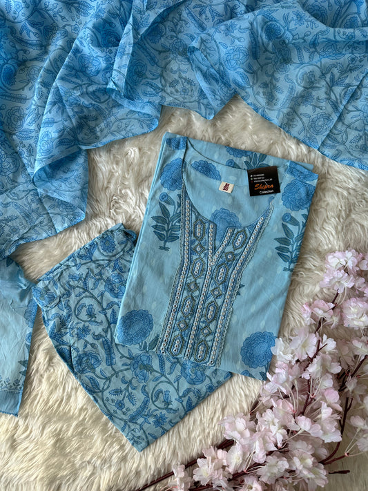 Premium Cotton Kurti Pant Dupatta Set