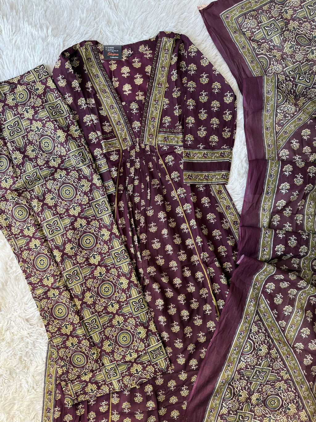 Premium Cotton Aline Kurti Plazo Dupatta Set