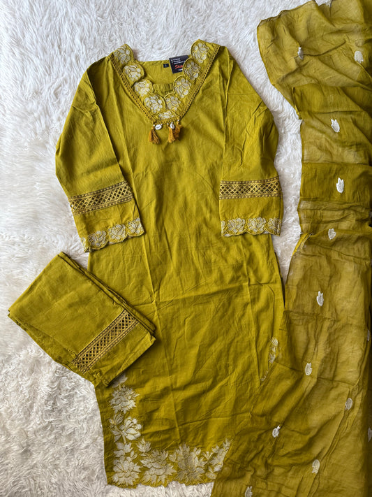 Budget Friendly Kurti Pant Dupatta Set