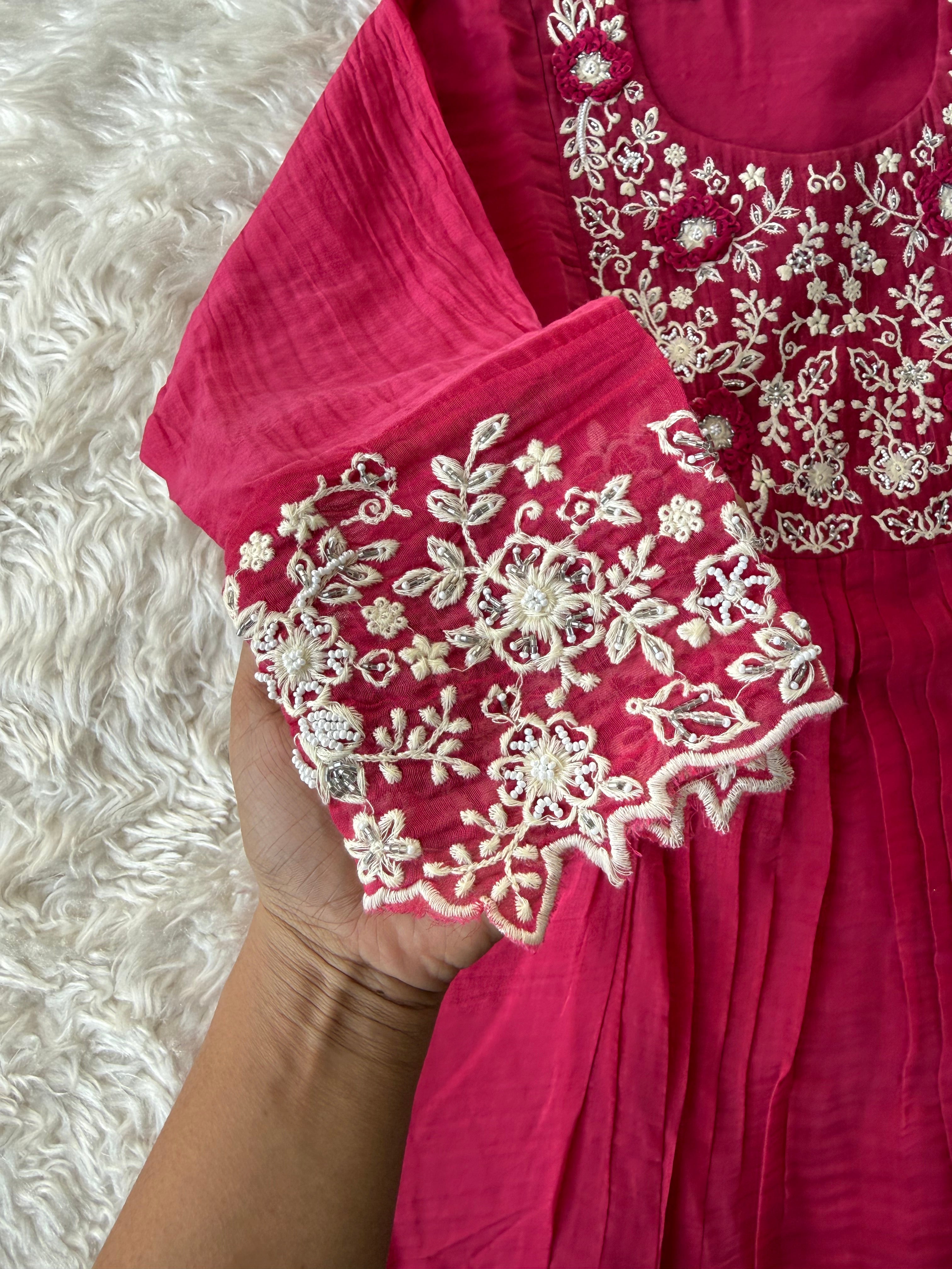 Mul Chanderi Kurti Pant Dupatta Set