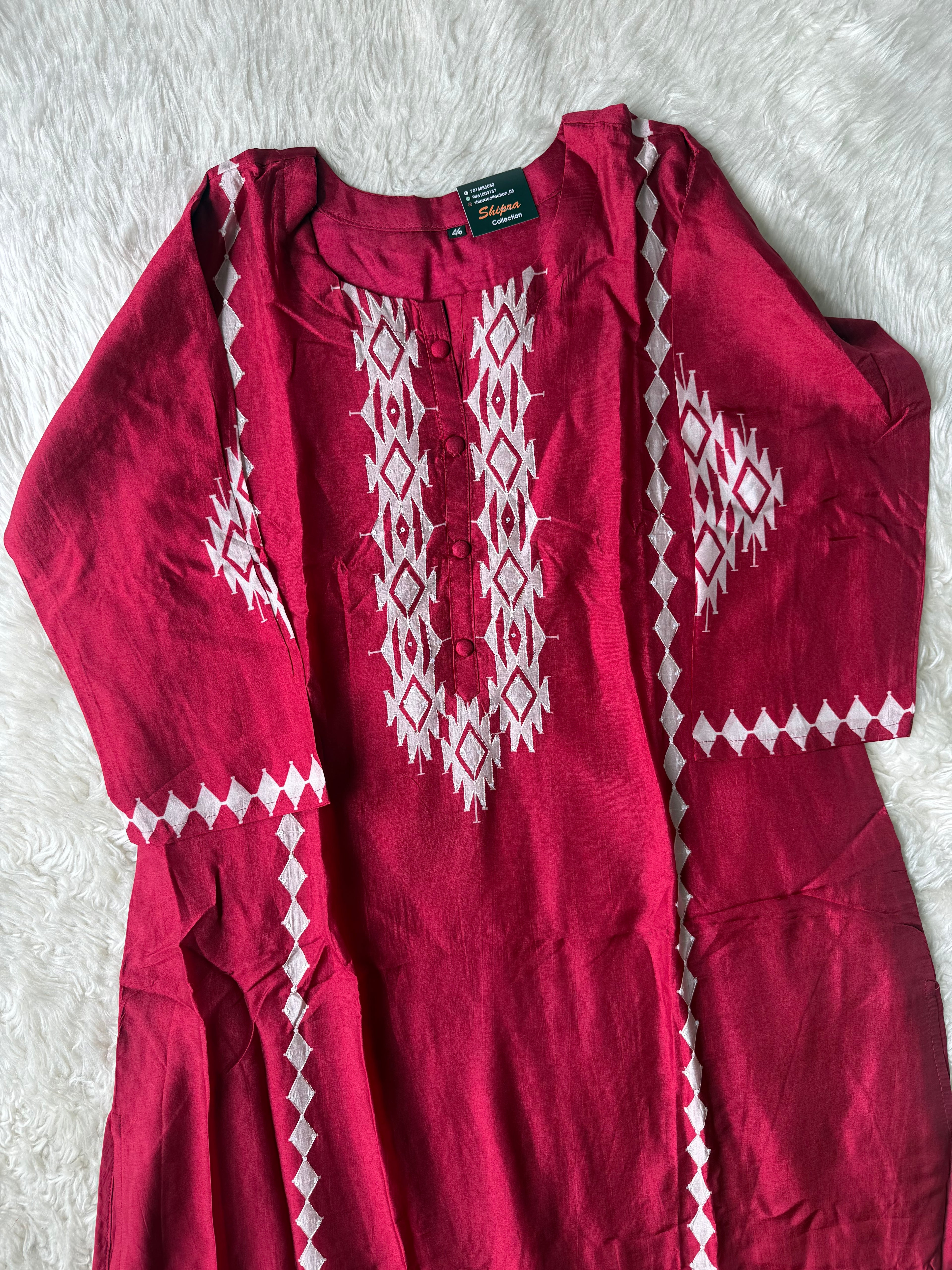 “ Plus Size” Butter Silk Kurti Pant Dupatta Set