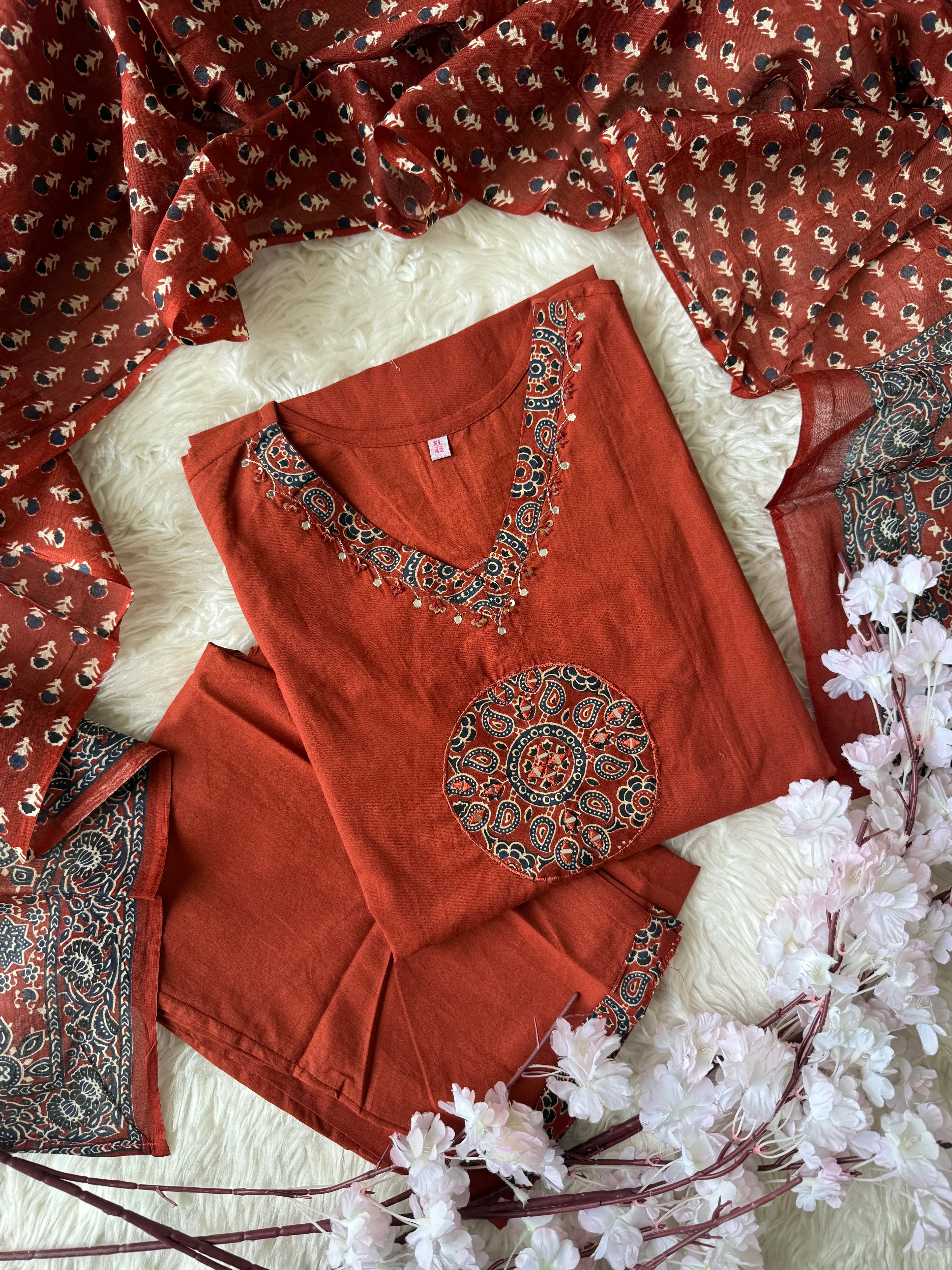 Premium Cotton Kurti Pant Dupatta Set