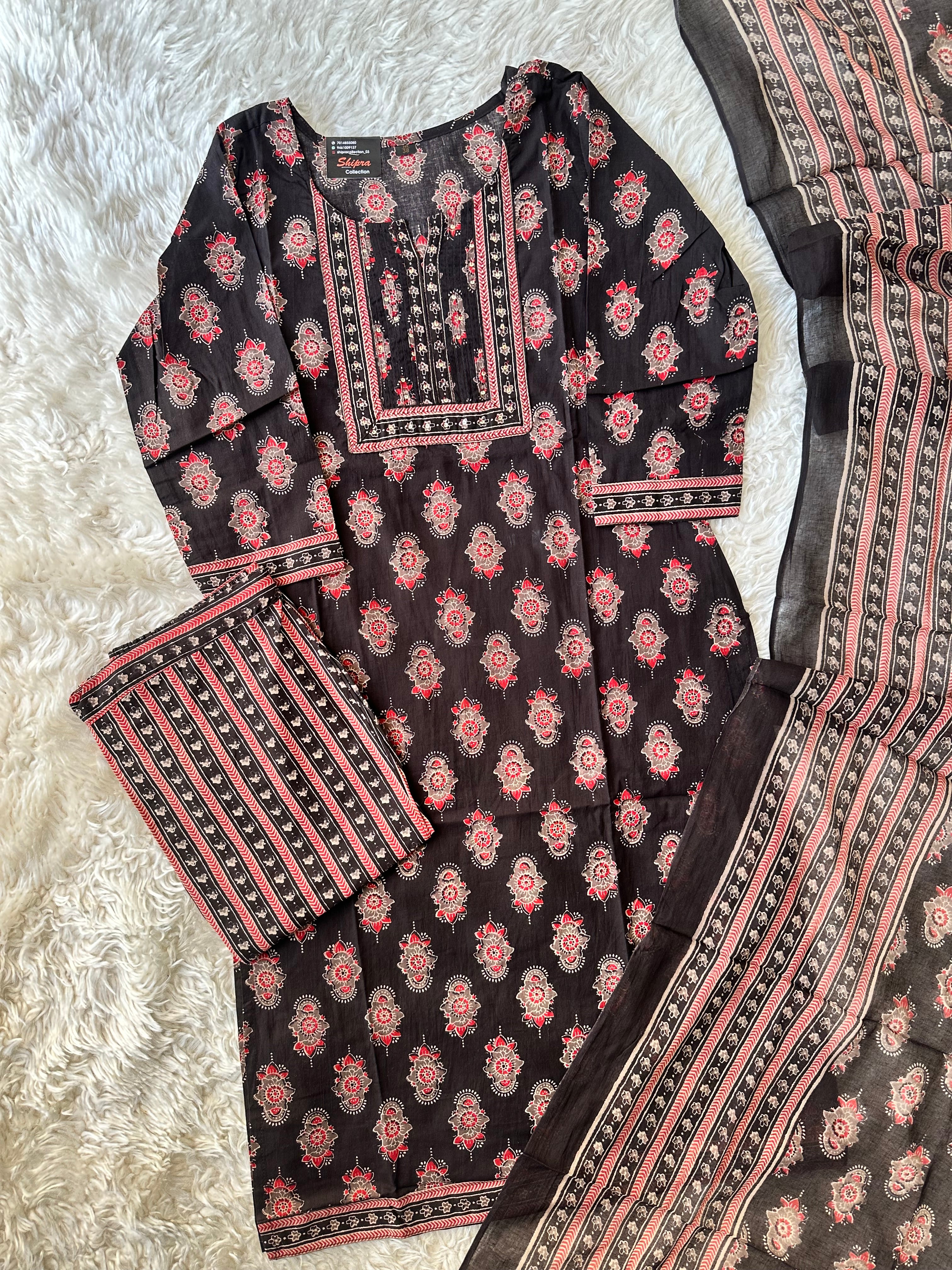 Premium Cotton Kurti Pant Dupatta Set