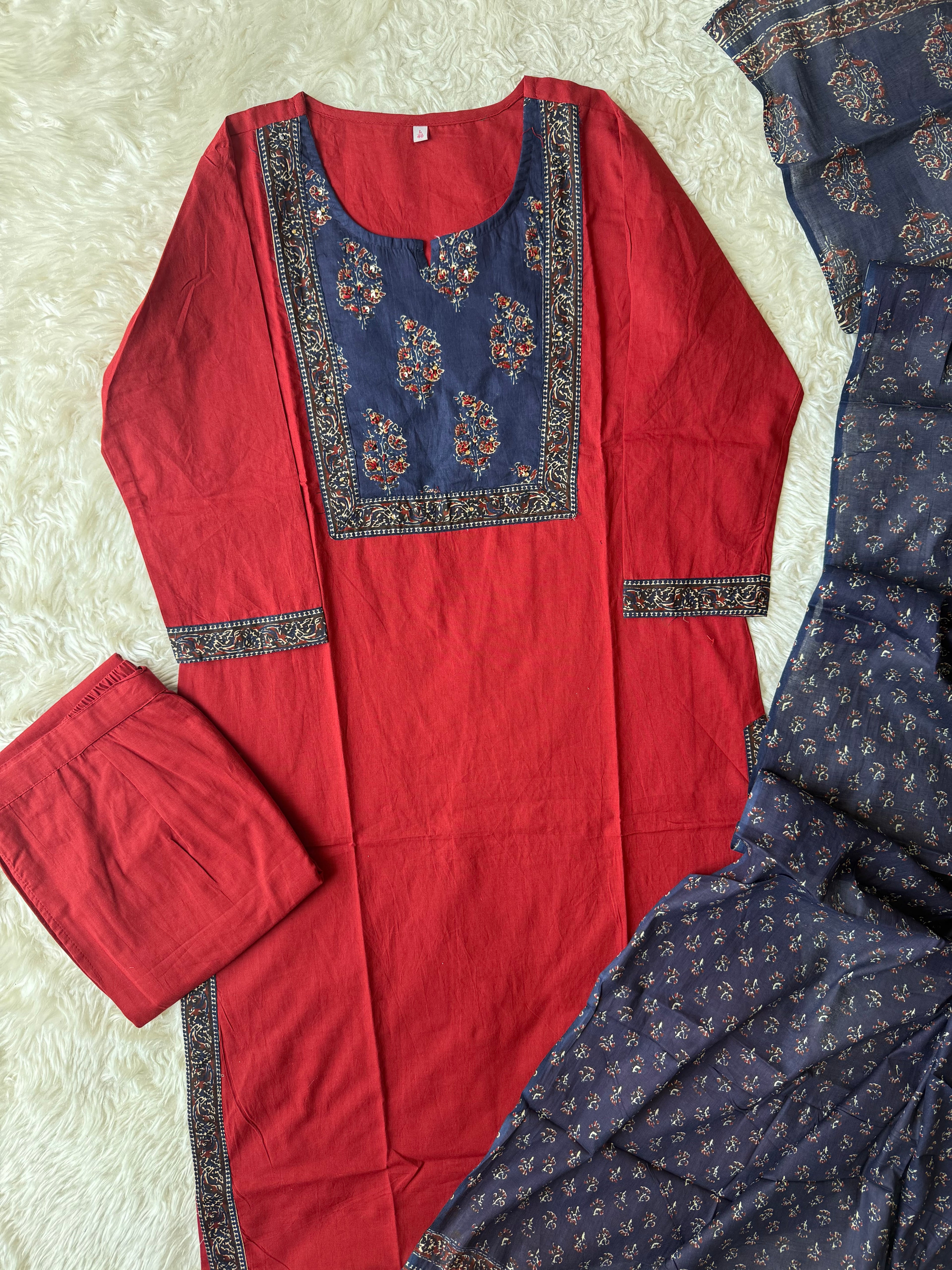 Premium Cotton Kurti Pant Dupatta Set