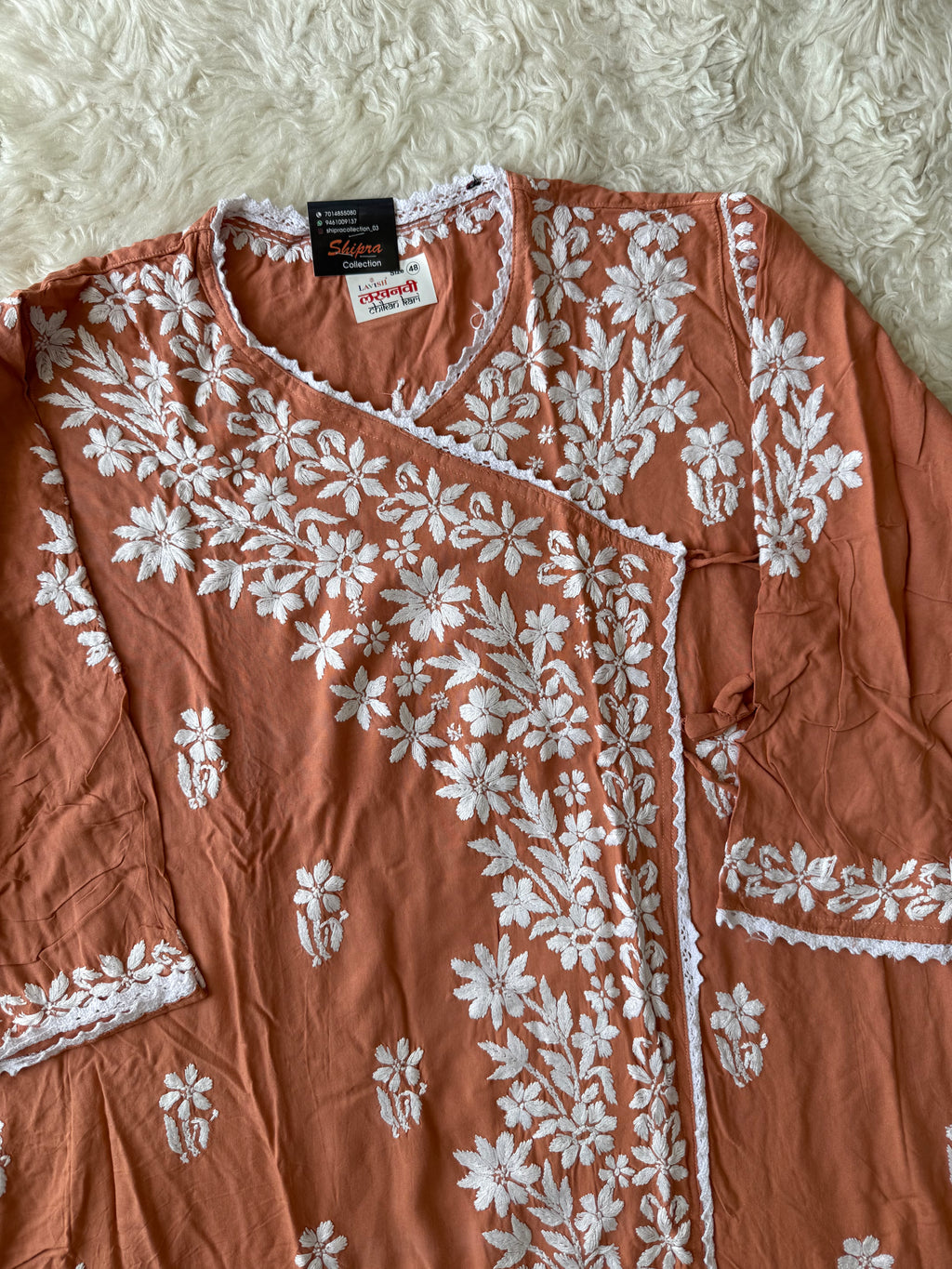 Heavy Rayon Angarkha Chikankari kurti