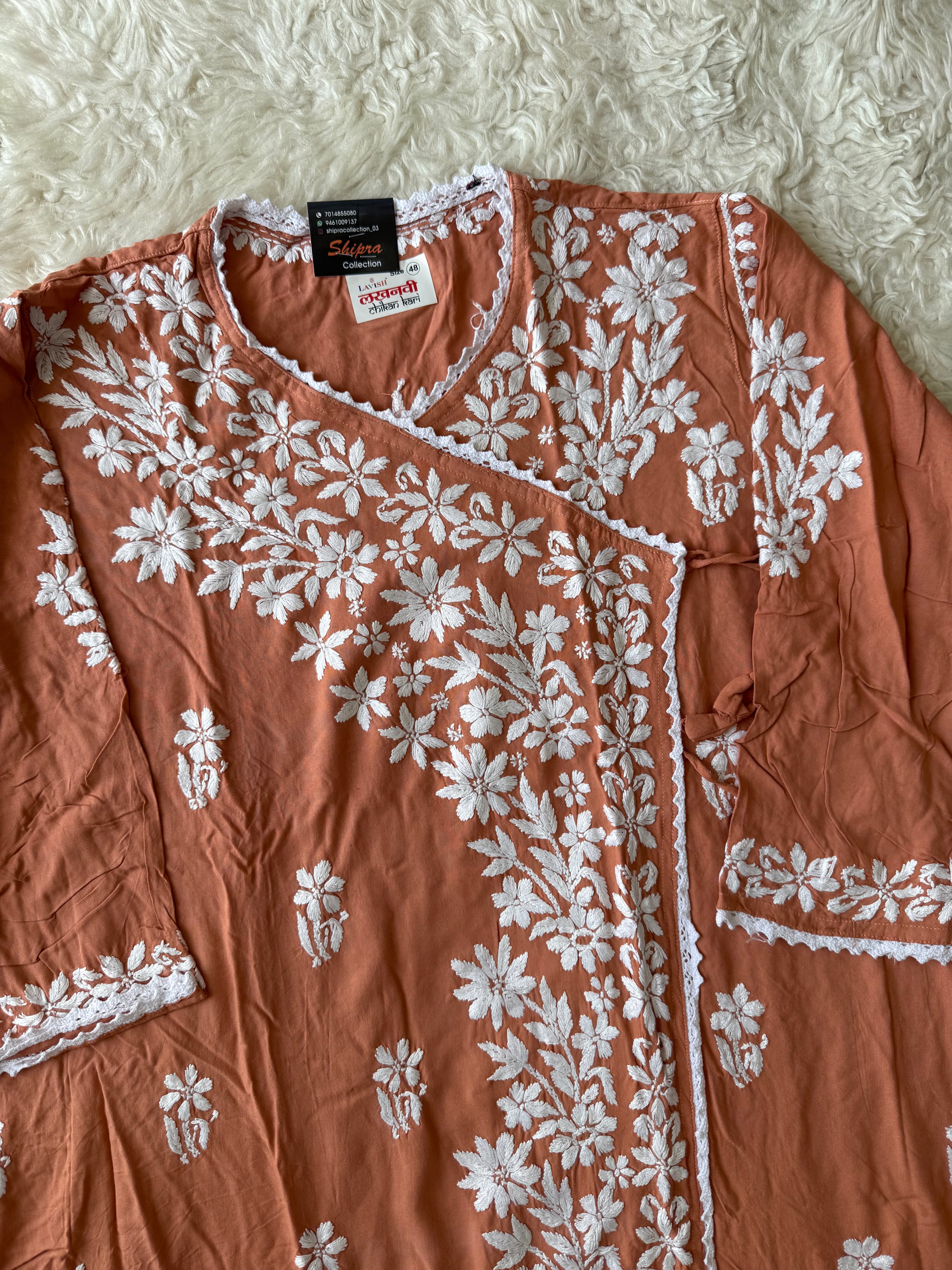 Heavy Rayon Angarkha Chikankari kurti