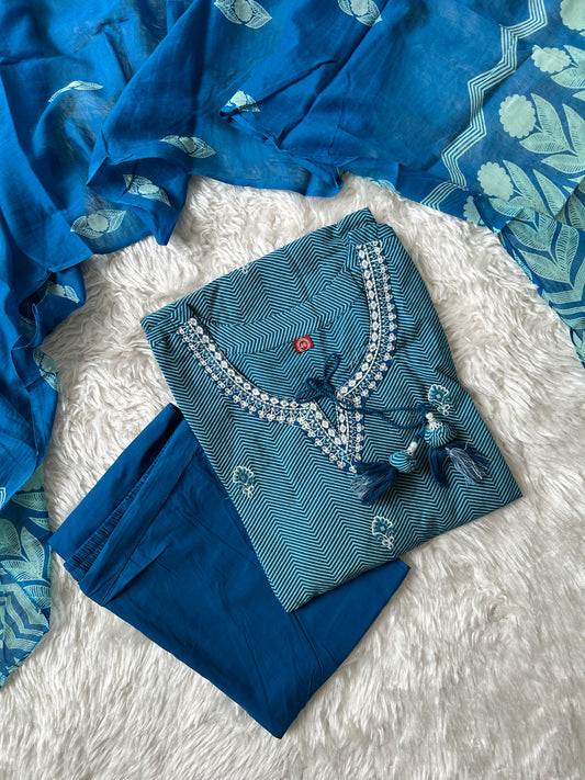 Budget Friendly Kurti Pant Dupatta Set
