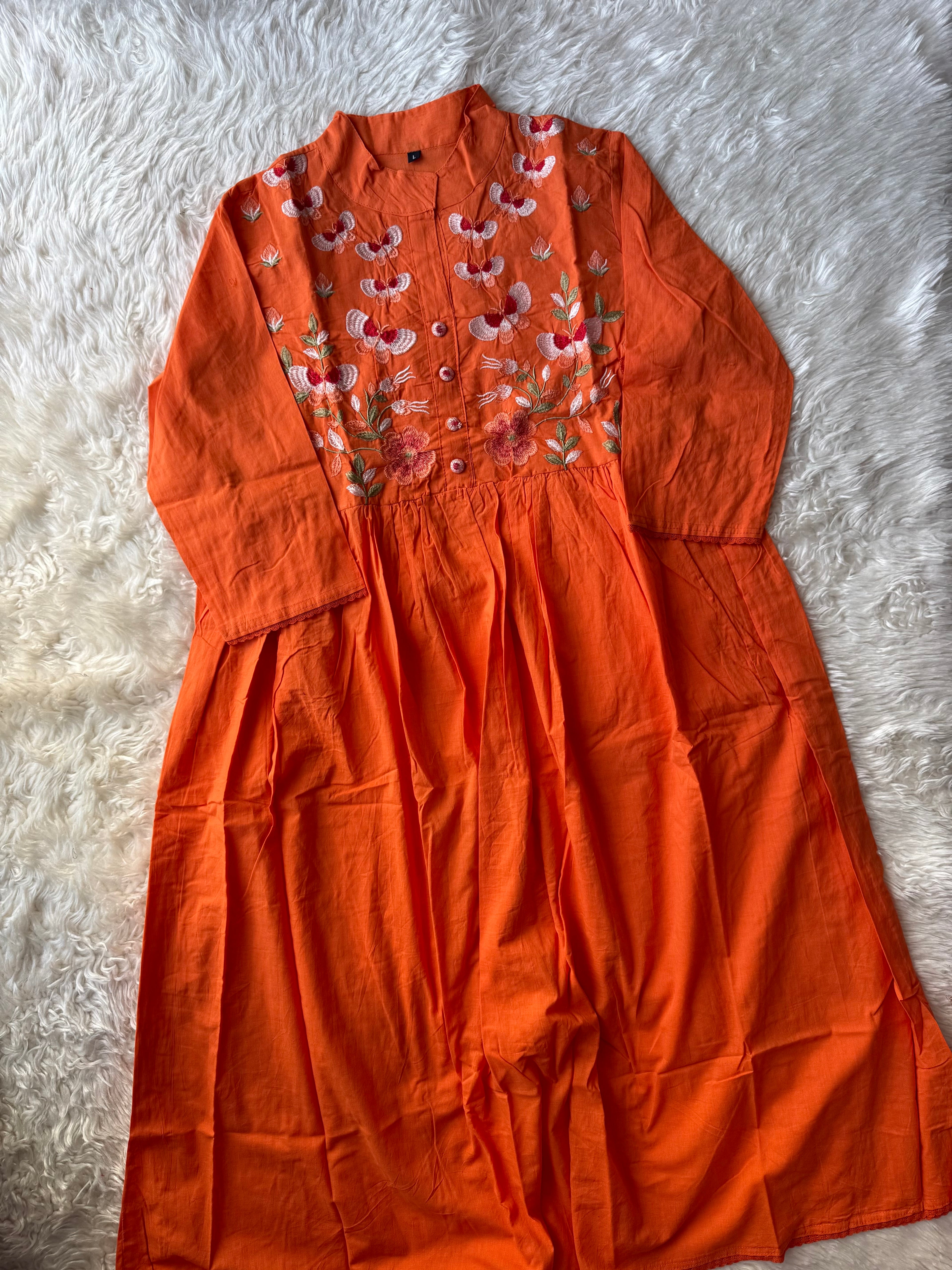 Cotton Thread Work Kurti Pant Set