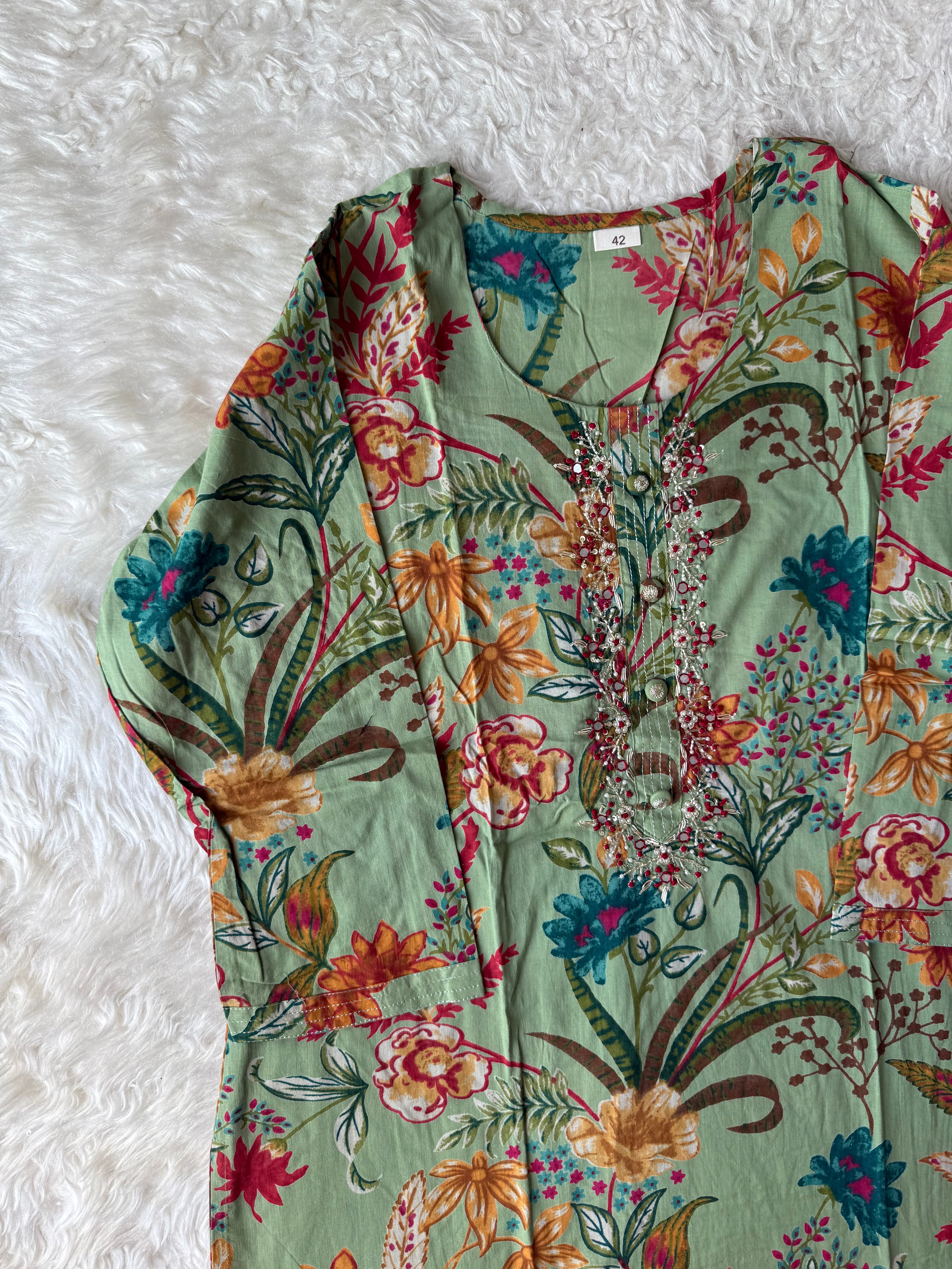 Breathable Cotton Kurti Pant Cotton Dupatta Set