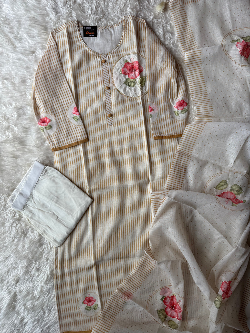 Linen Kurti Pant Dupatta Set
