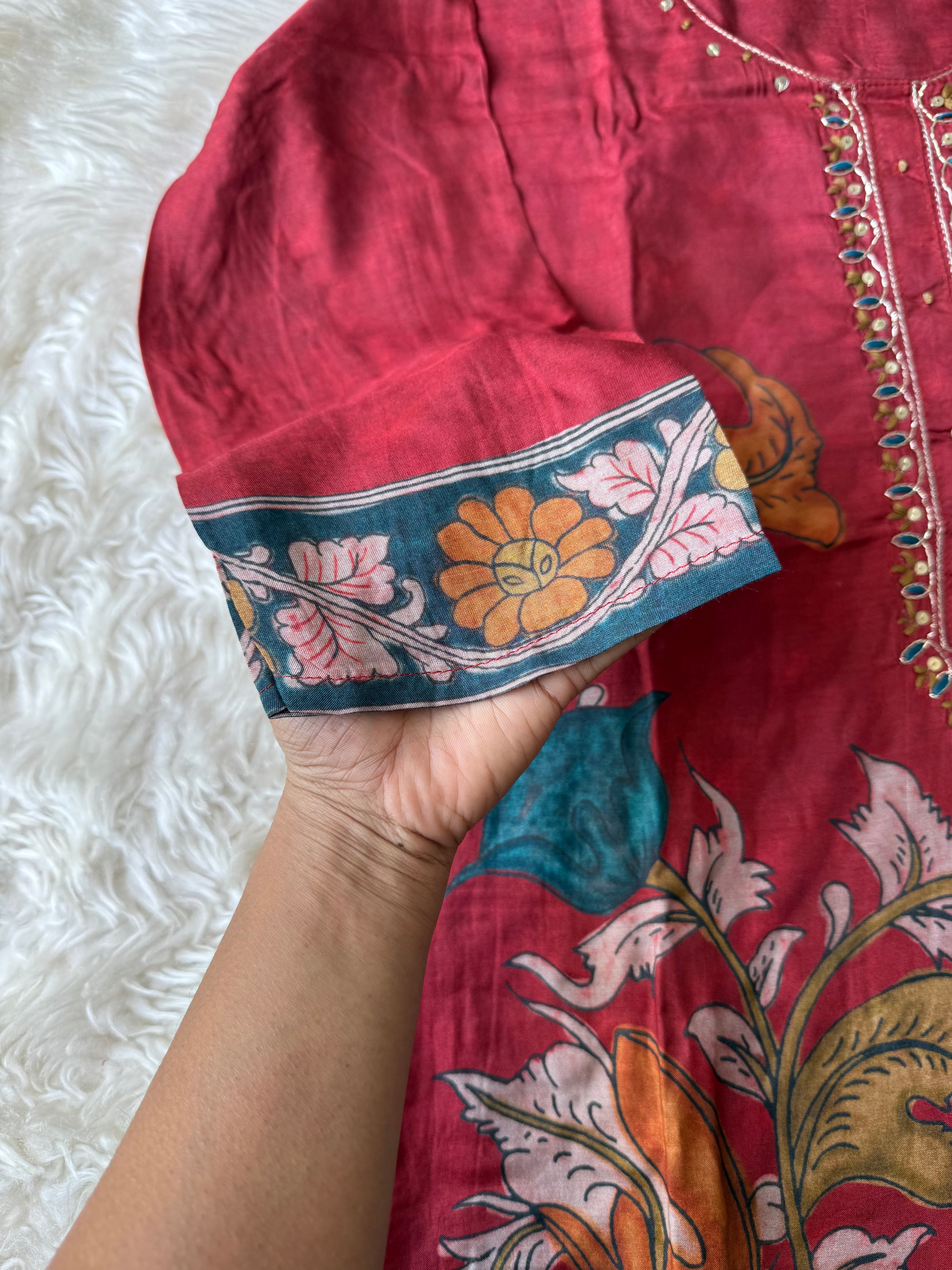 Premium Muslin Silk Kurti Pant Dupatta Set