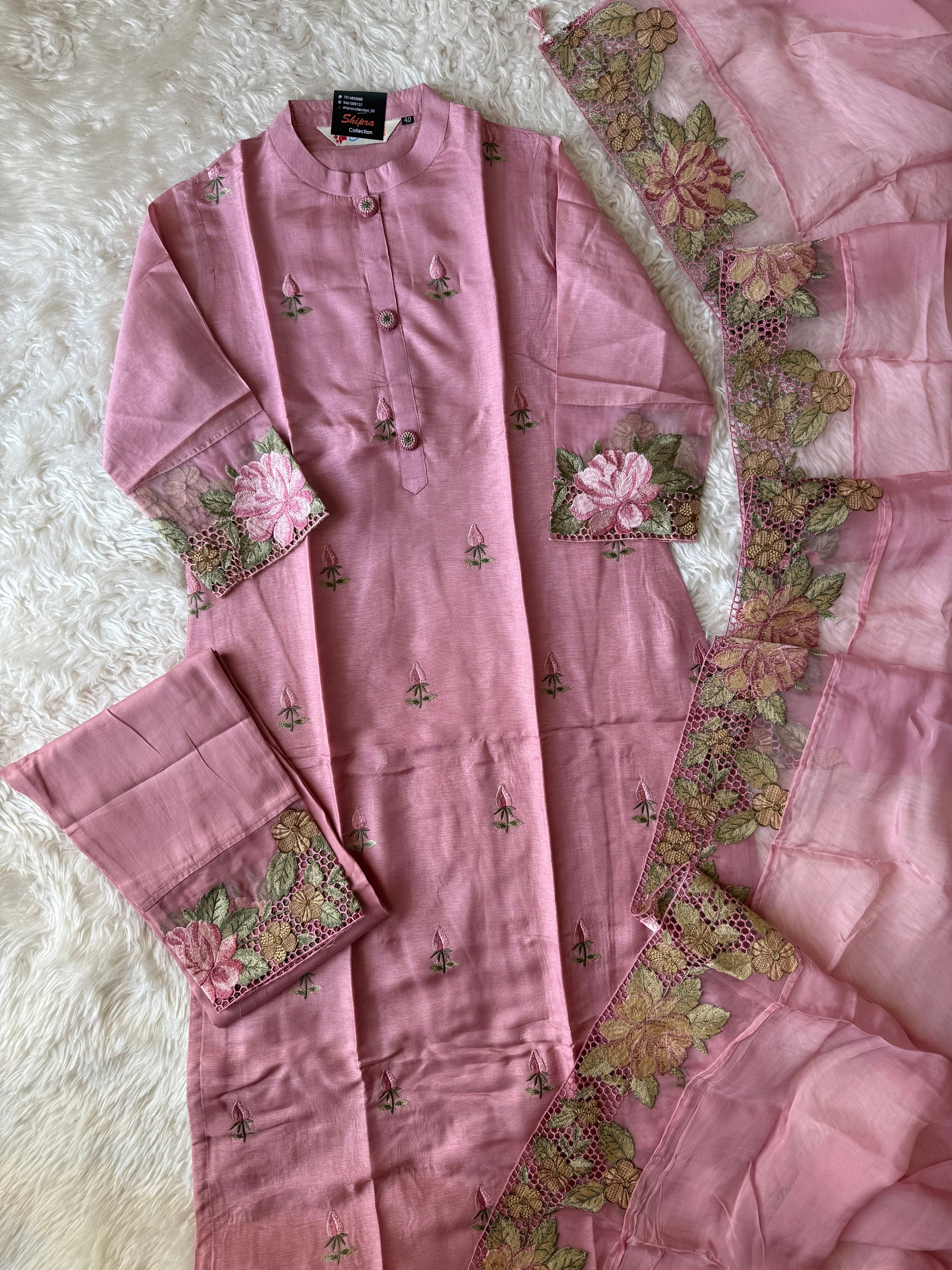 Dola Silk Kurti Pant Dupatta Set