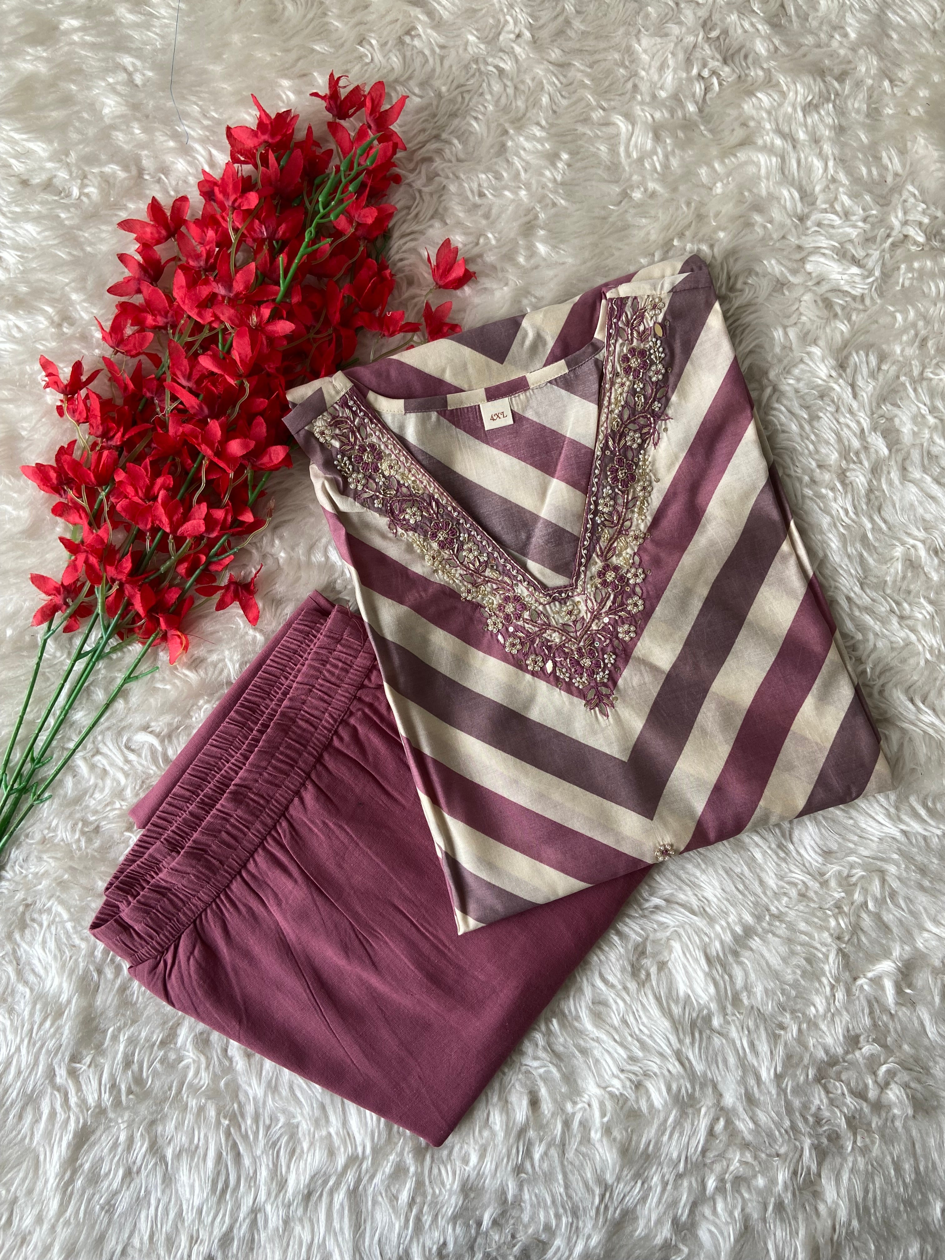 Pure Muslin Silk Kurti Pant Set