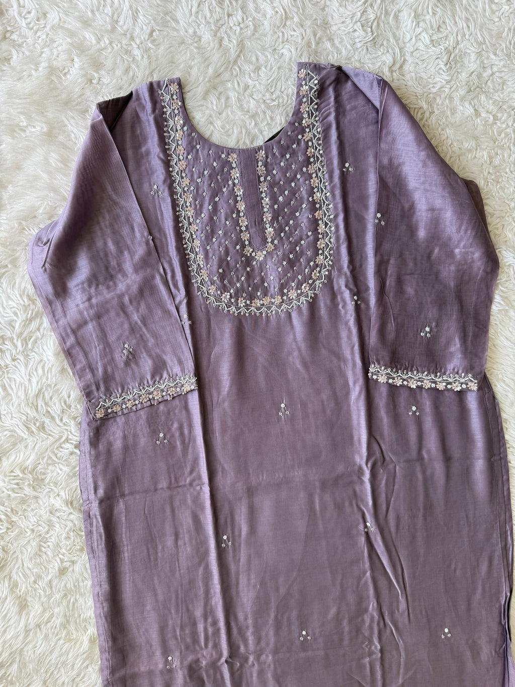 “Plus Size” Pure Chanderi Silk Kurti Pant Dupatta Set