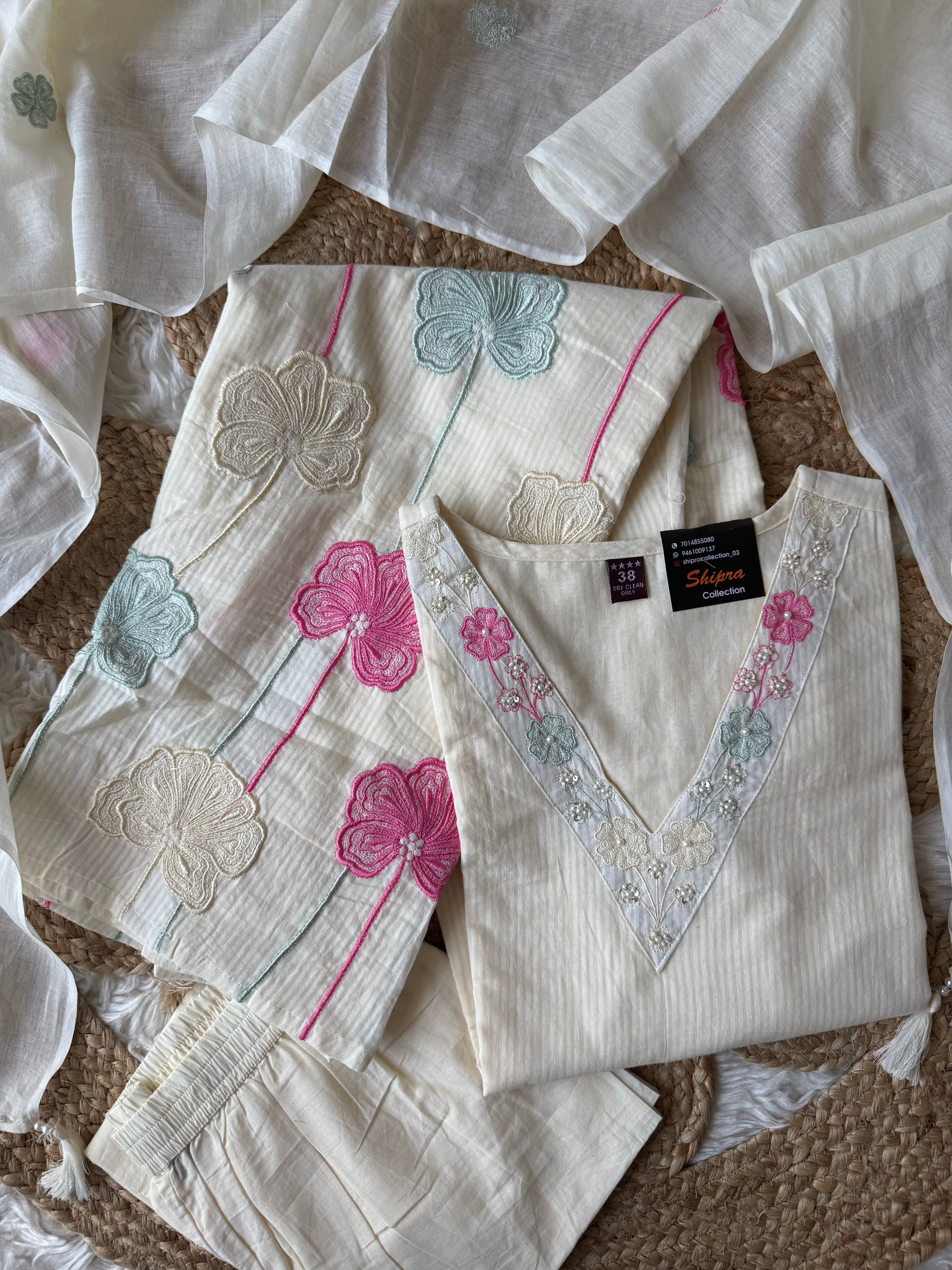 Mul Cotton Kurti Pant Dupatta Set