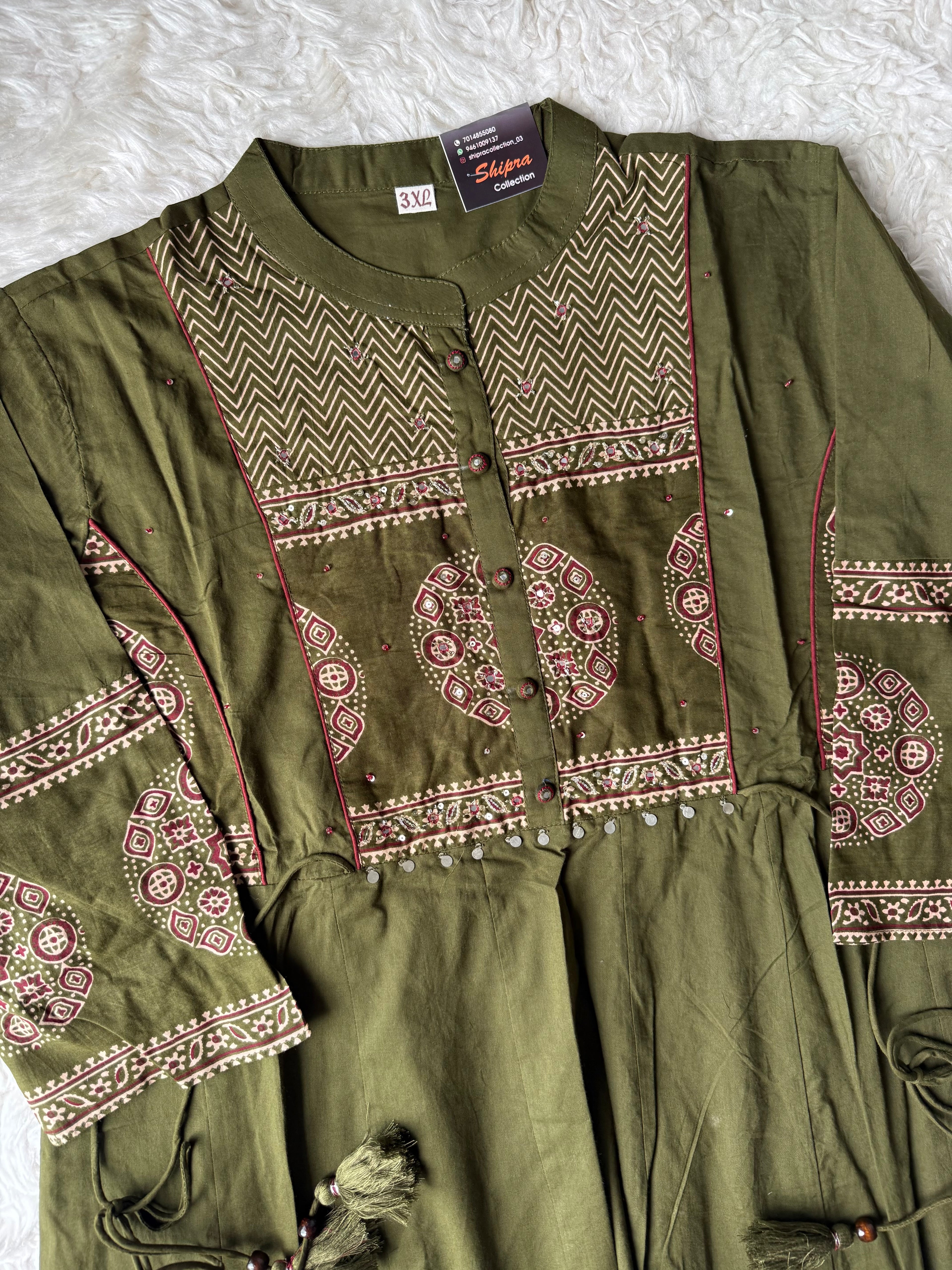 Premium Cotton FLARE Kurti Pant Dupatta Set