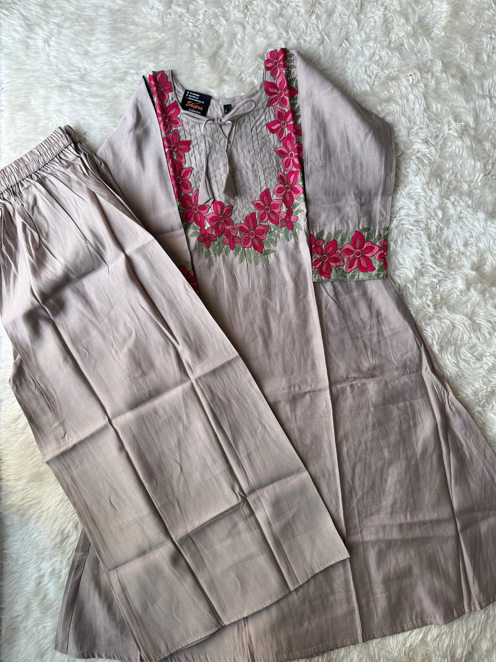 Pure Muslin Silk Kurti Plazo Set