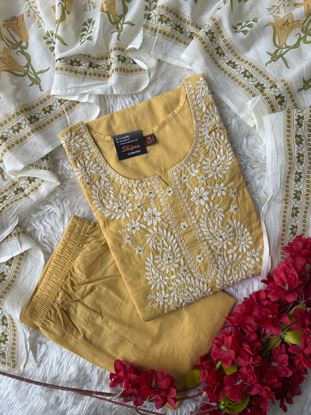 Premium Cotton Kurti Pant Dupatta Set