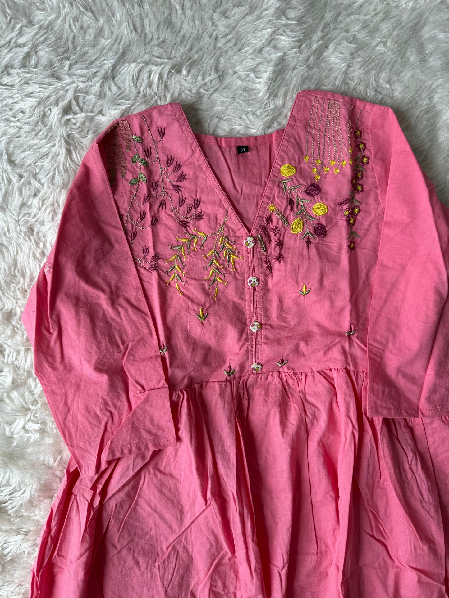 Cotton Thread Work Kurti Pant Set