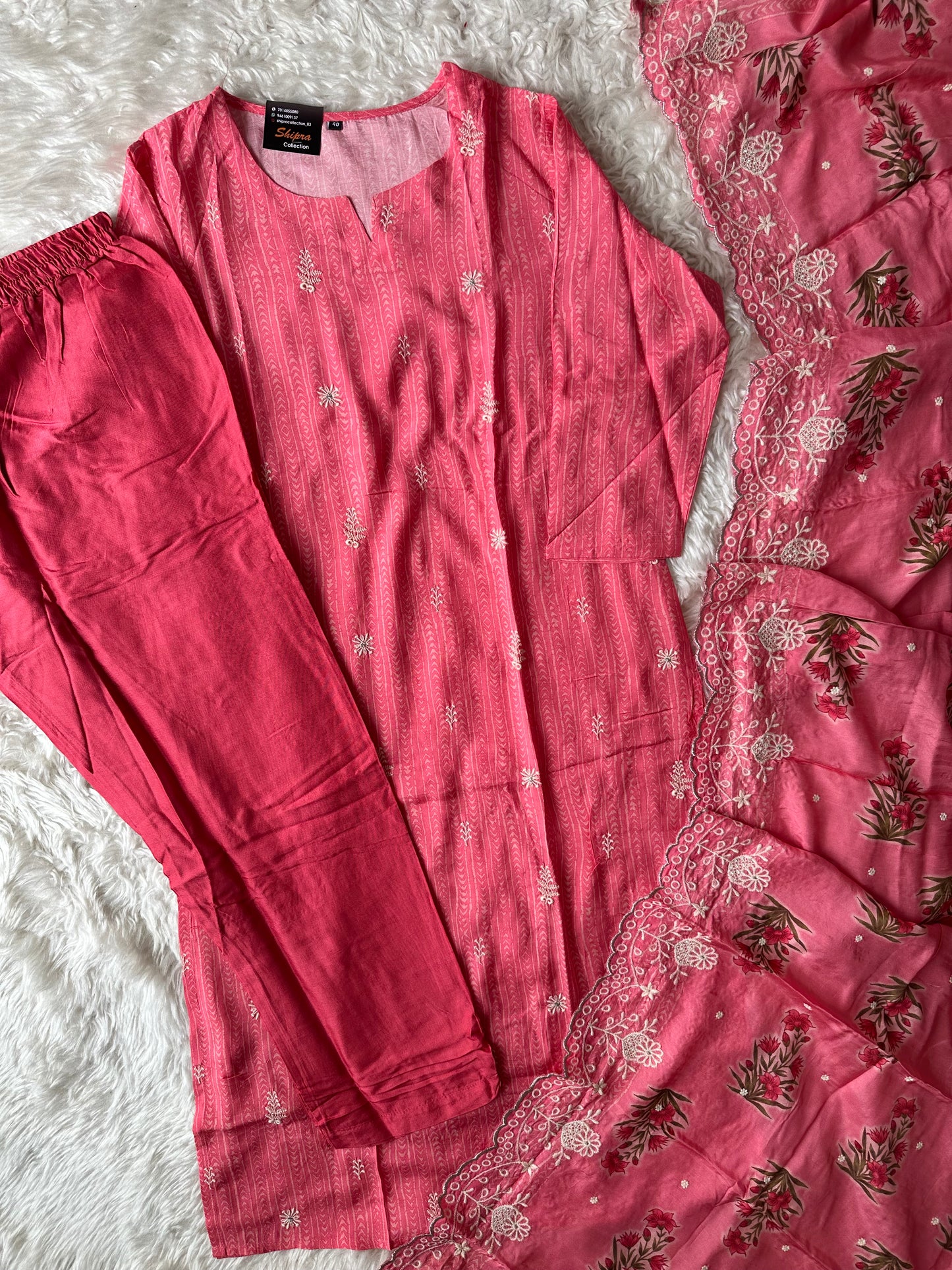 Butter Silk Kurti Pant Dupatta Set