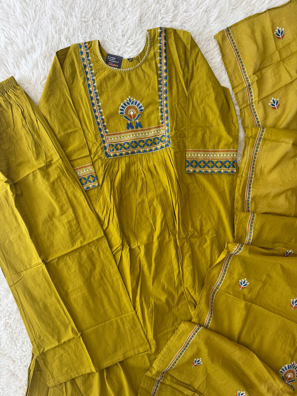 Premium Cotton FLARE Kurti Plazo Dupatta Set