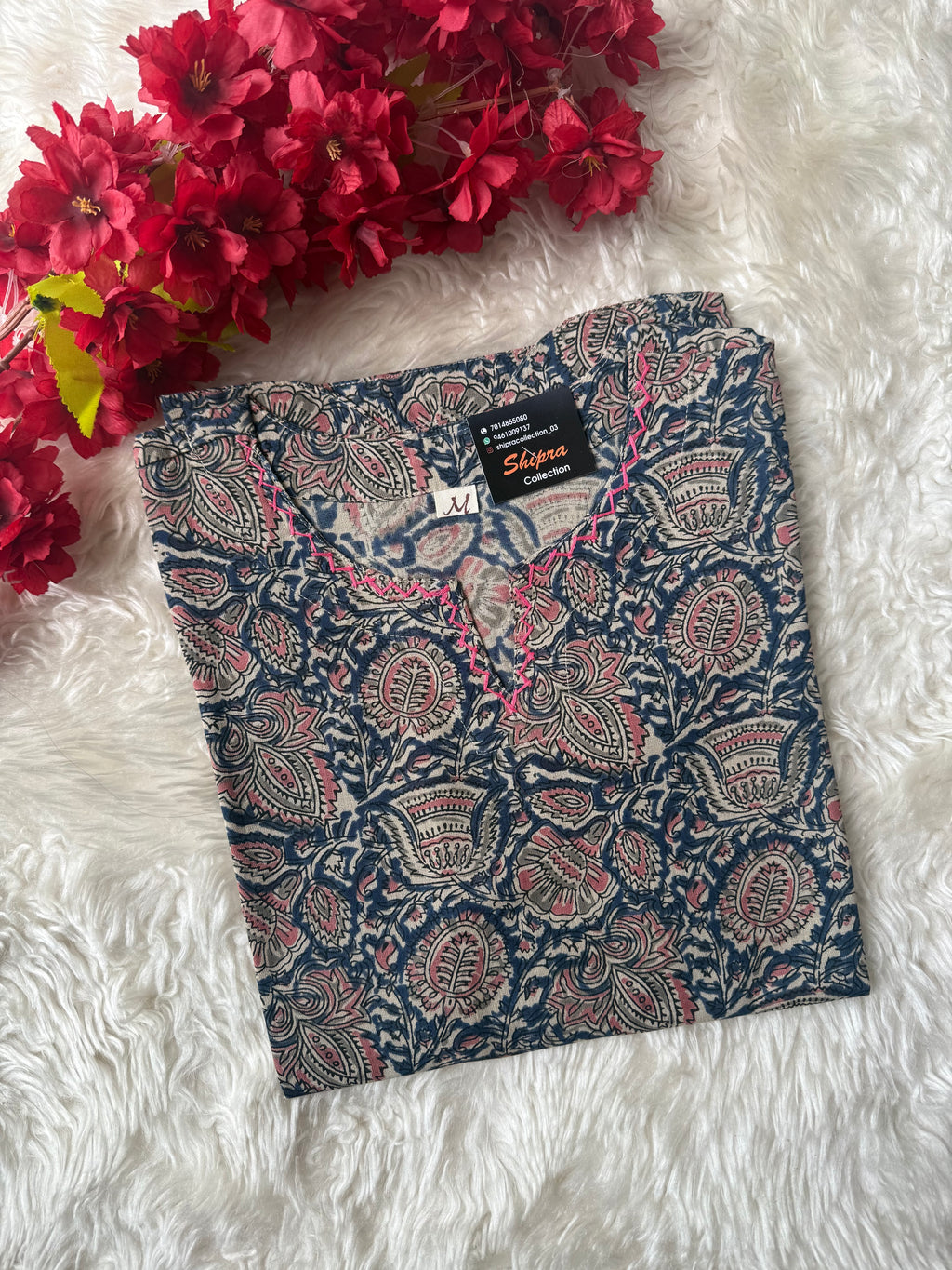 Premium Cotton Handblock Short Kurti