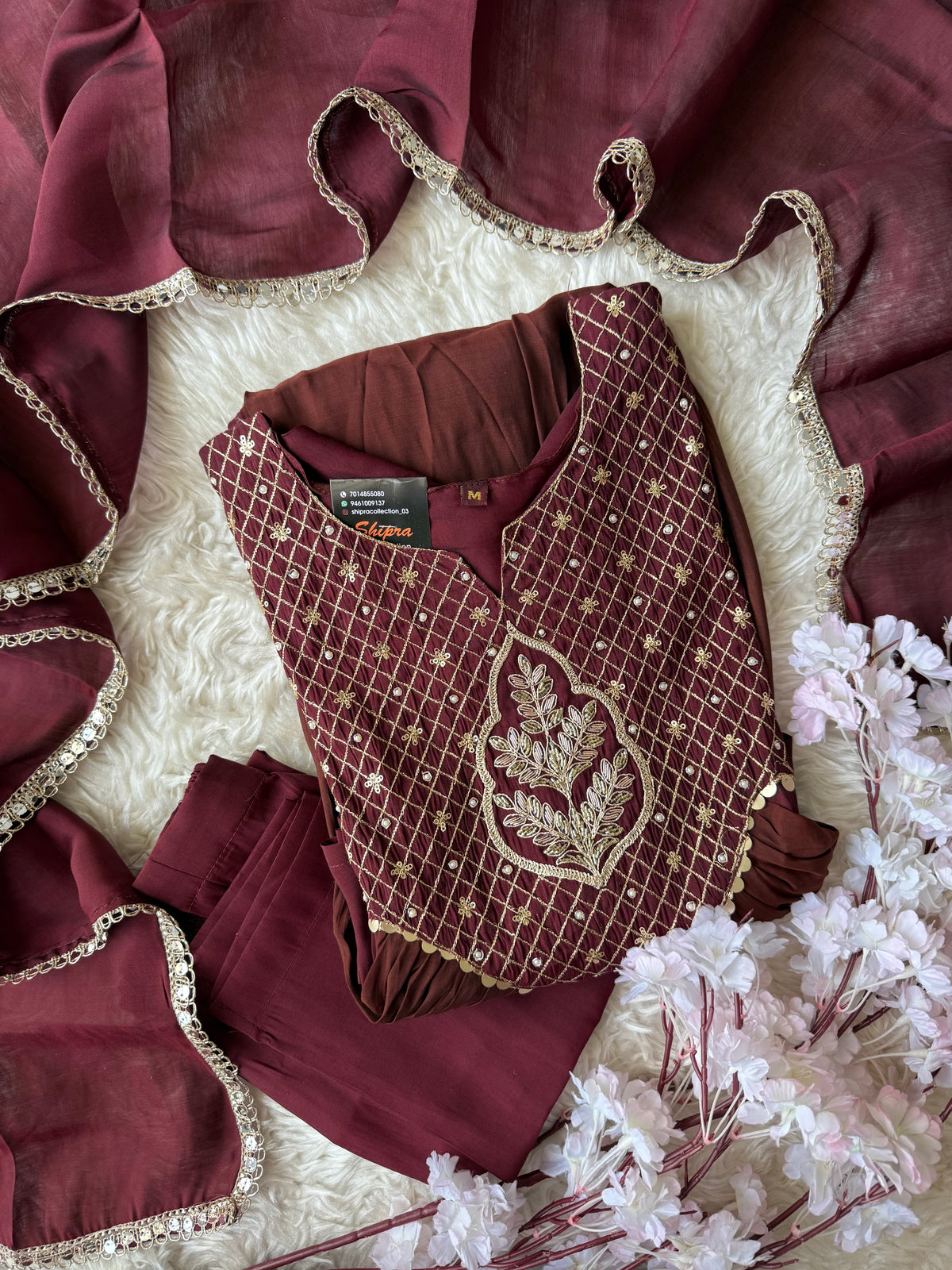 Pure Muslin Silk Kurti Pant Dupatta Set