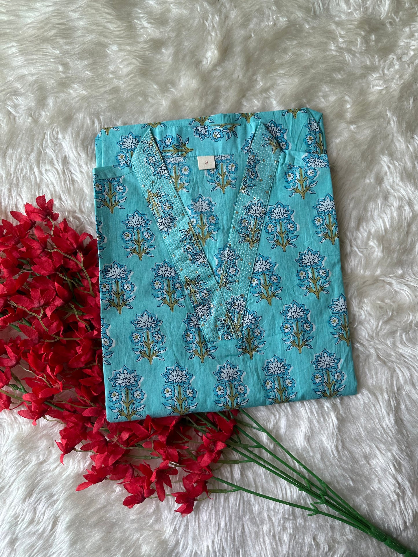 Premium Cotton V- Neck Kurti