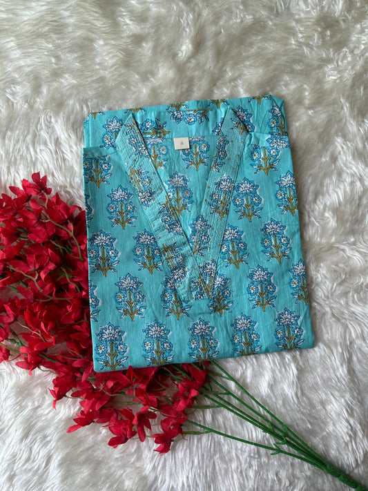 Premium Cotton V- Neck Kurti