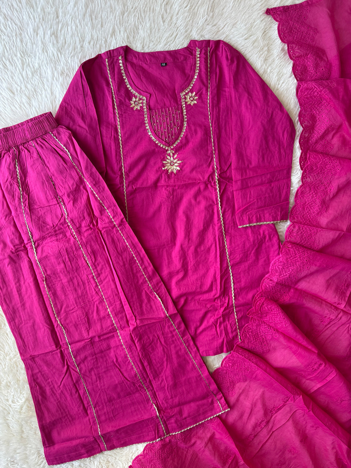 Premium Cotton Kurti Plazo Dupatta Set