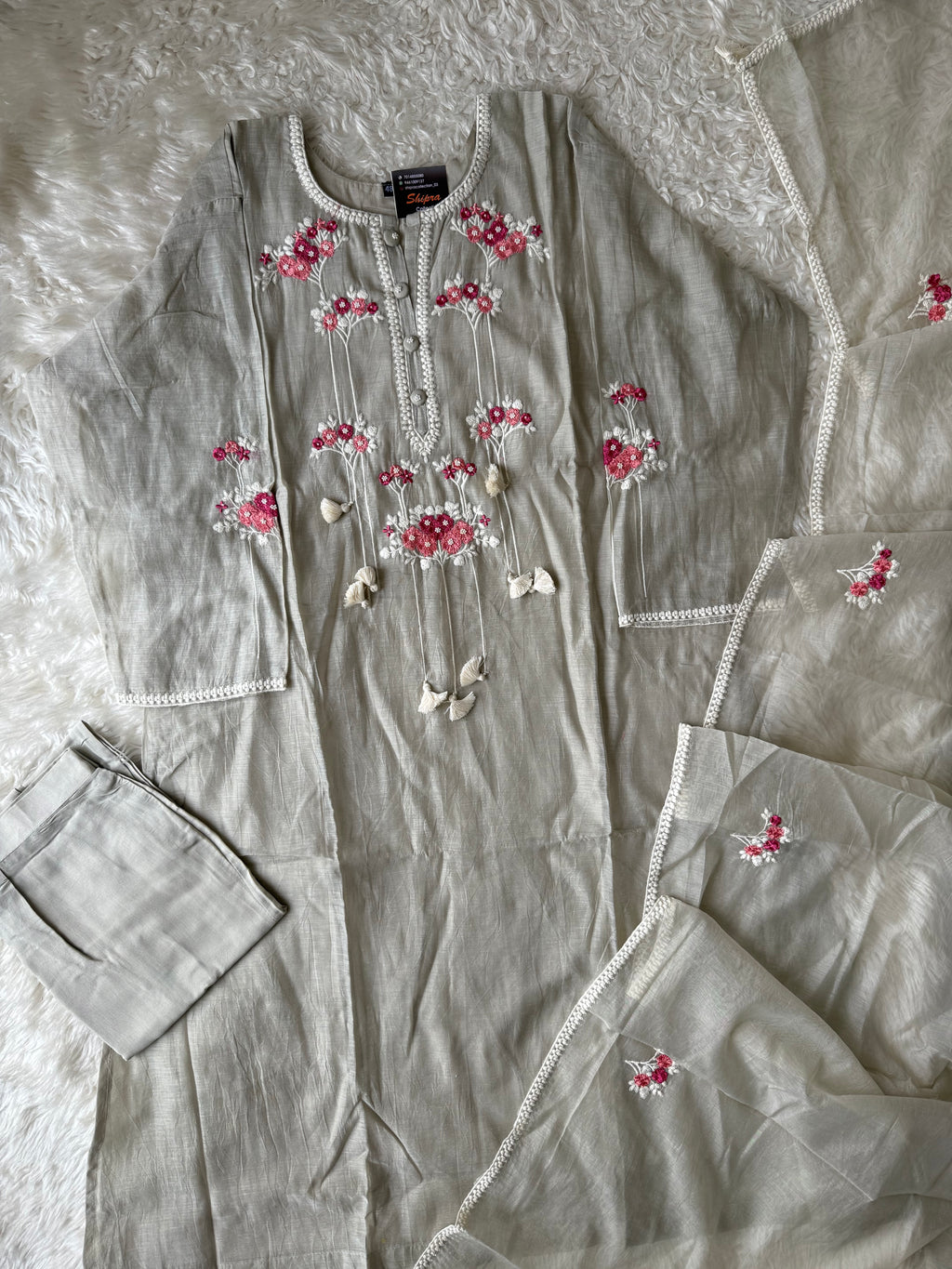 “Plus Size” Mul Chanderi Kurti Pant Dupatta Set