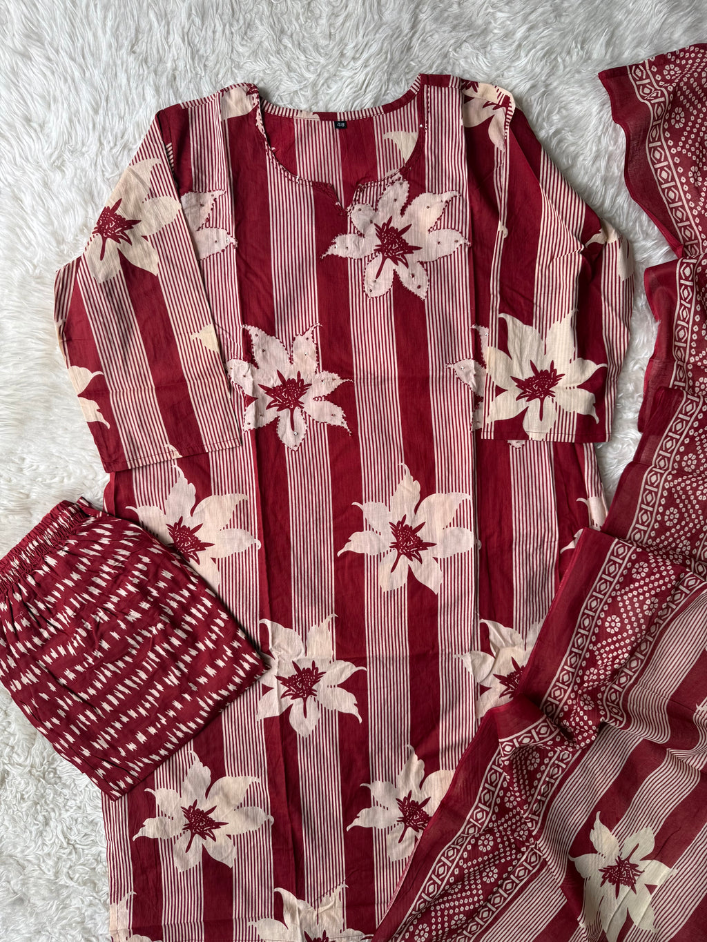 Pure Cotton Kurti Pant Dupatta Set
