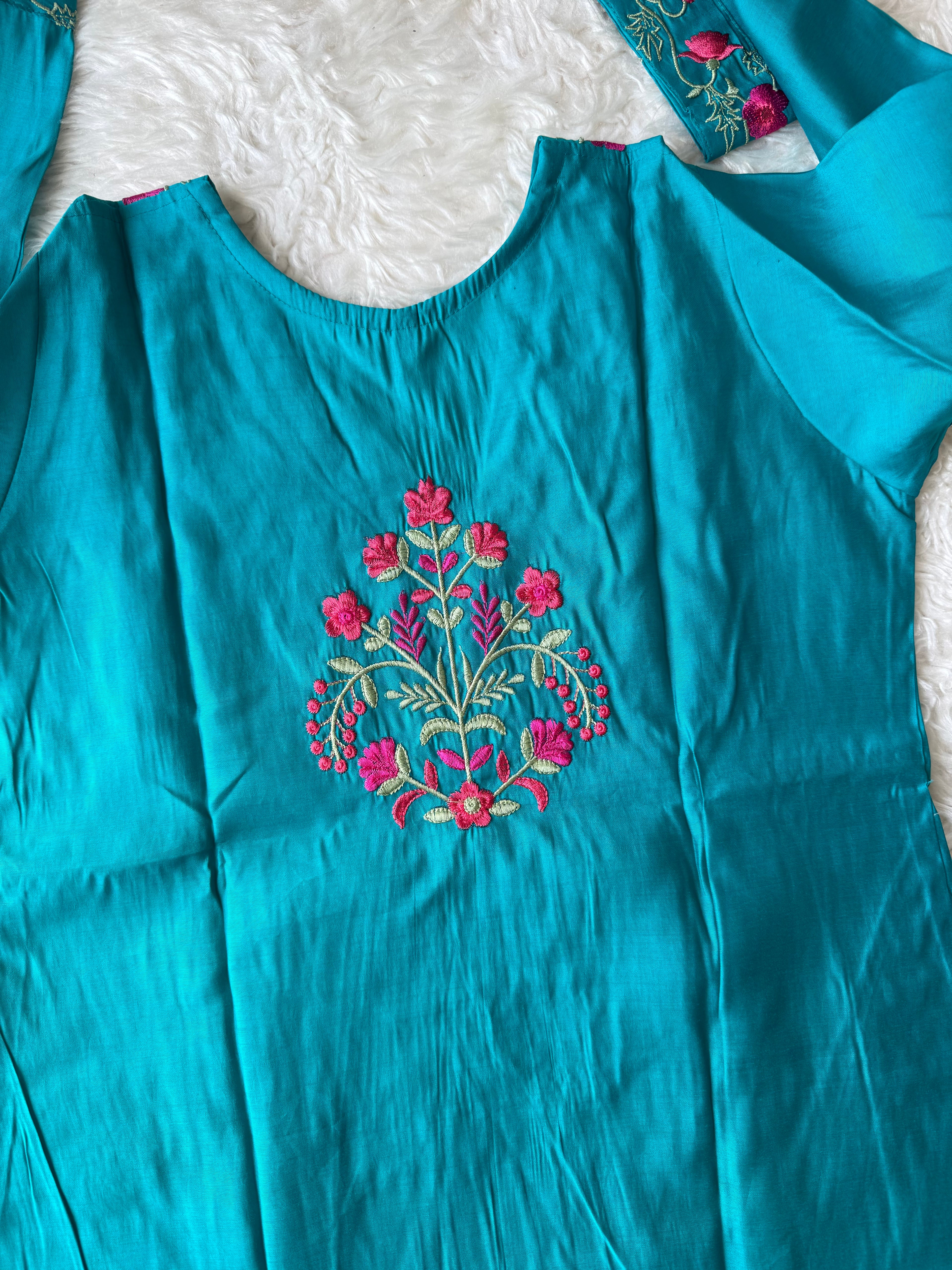 Pure Muslin Silk Kurti Plazo Set