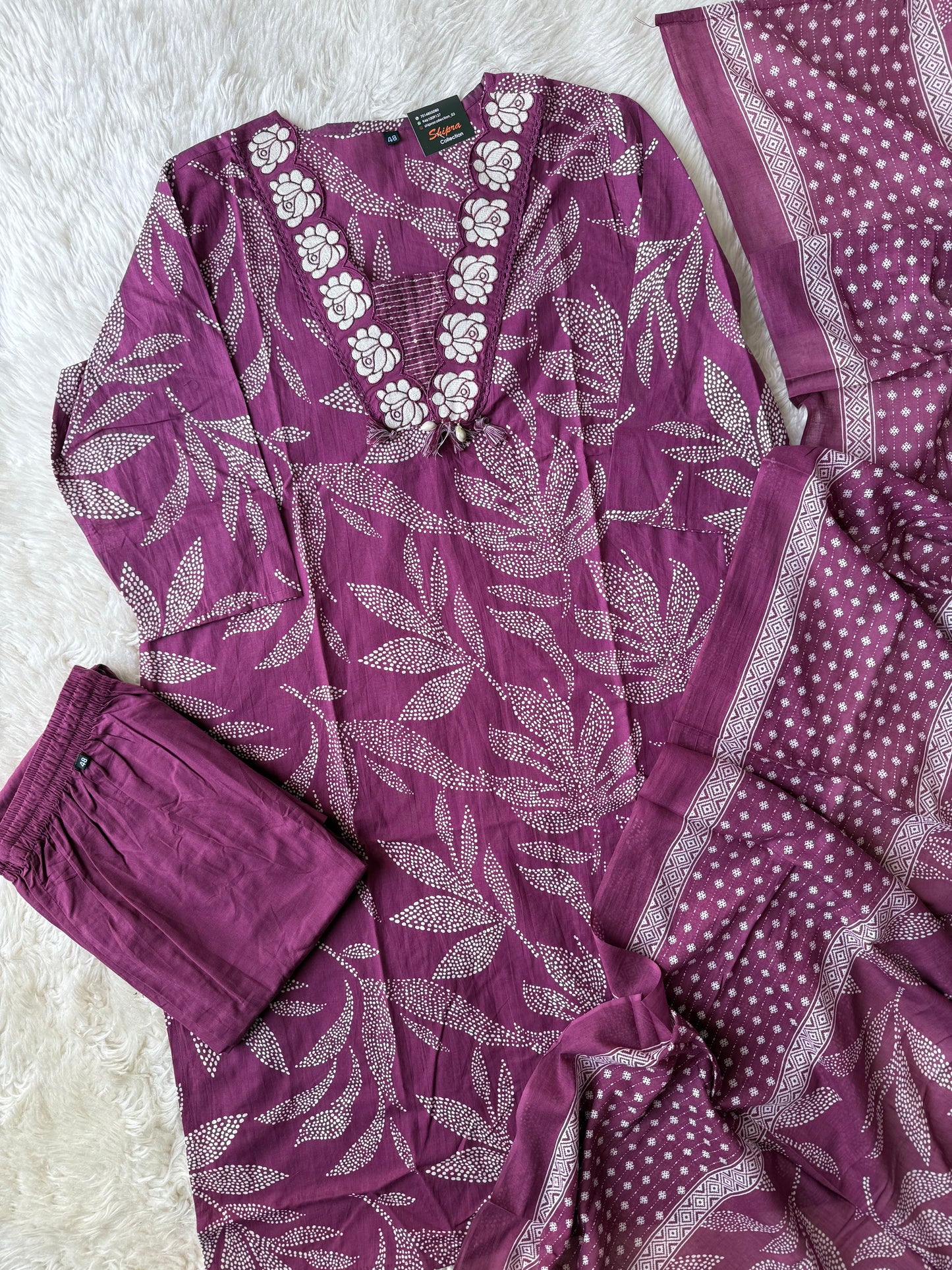 Pure Cotton Kurti Pant Dupatta Set