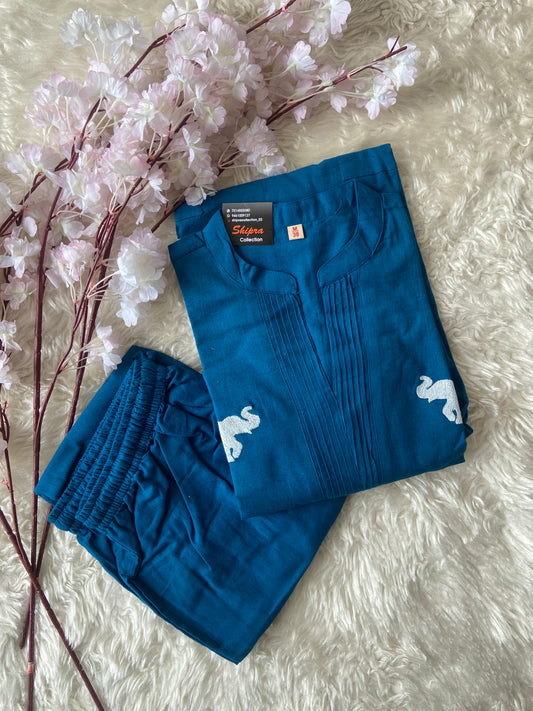 Elephant A-line Kurti Plazo Set