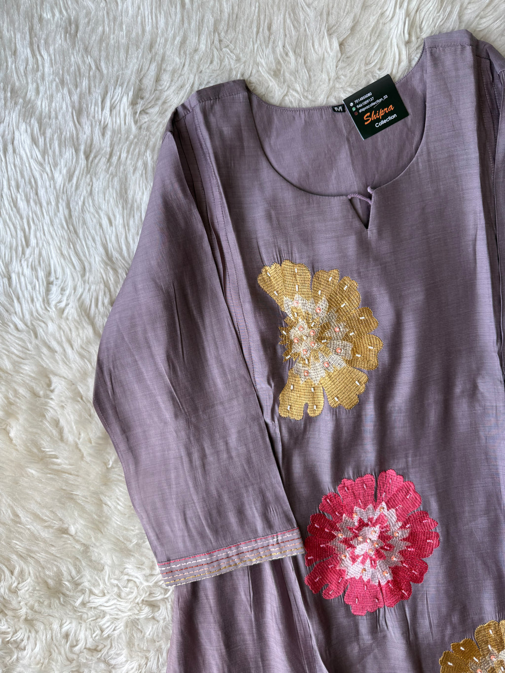 Mul Chanderi Kurti Pant Dupatta Set