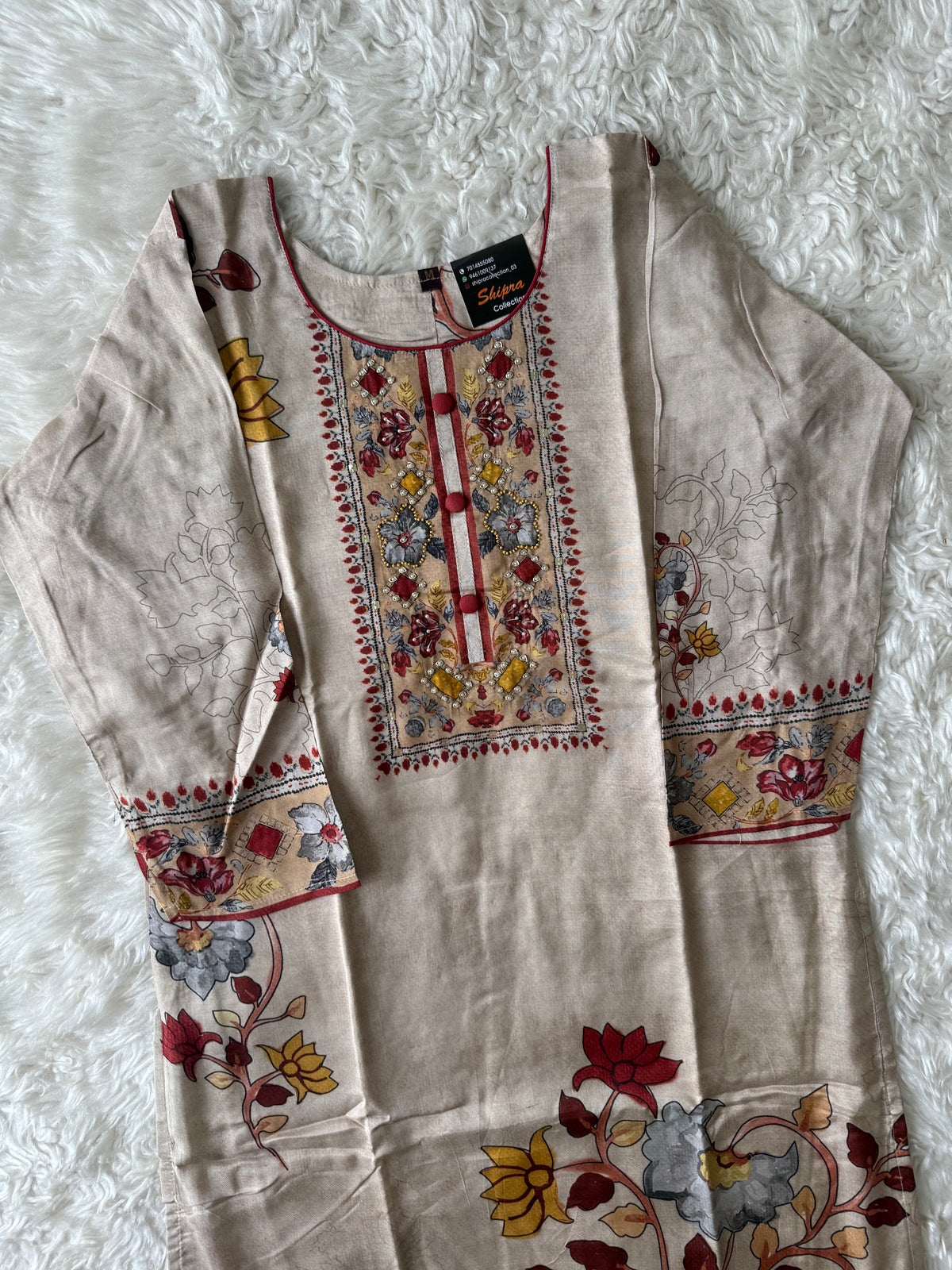 Crepe Silk Kurti Pant Dupatta Set
