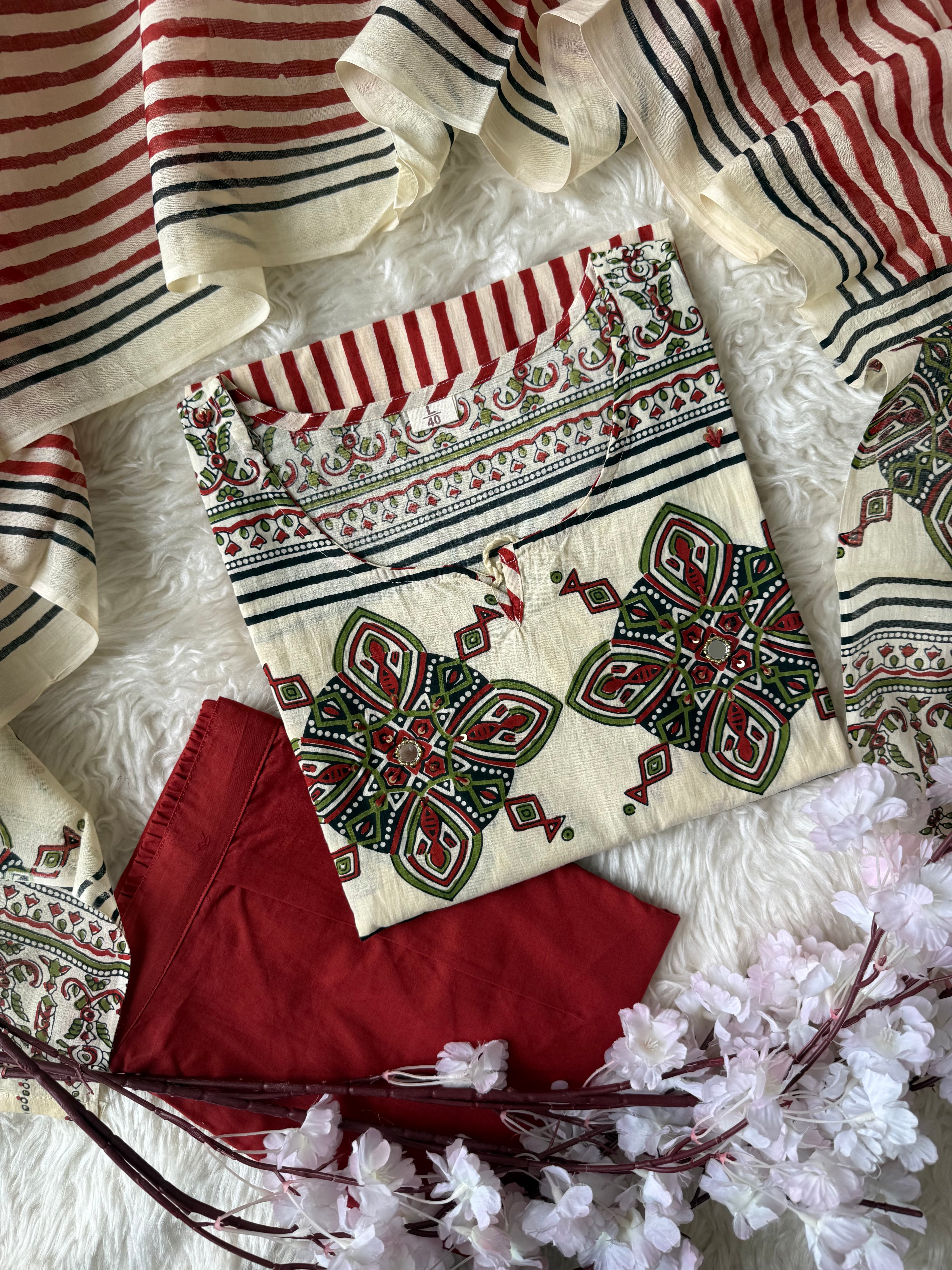 Premium Cotton Kurti Pant Dupatta Set