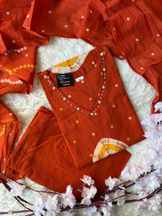 Premium Cotton Kurti Pant Dupatta Set