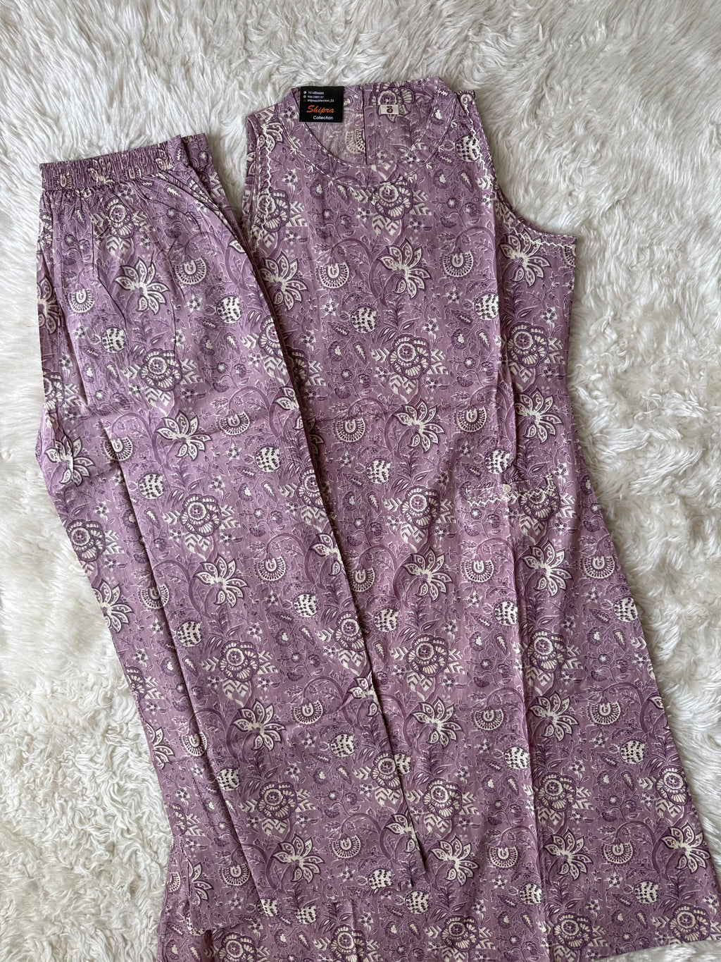 Pure Cotton Sleeveless Kurti Pant Set