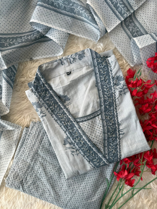 Premium Cotton Kurti Pant Dupatta Set