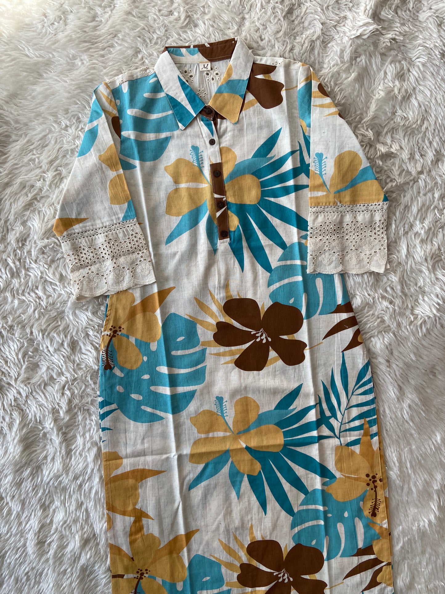 Khadi Cotton kurti with Lace details