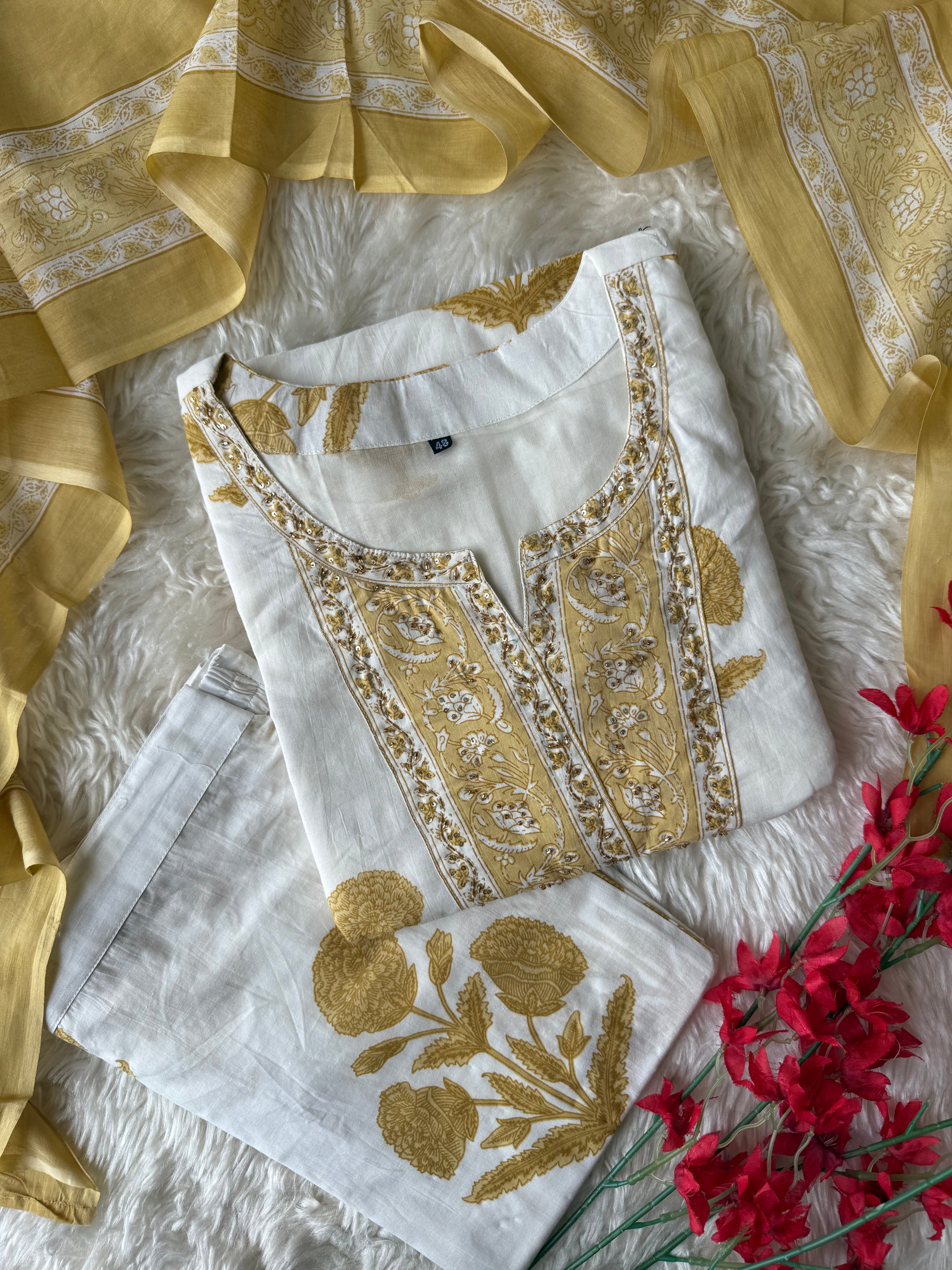 Premium Cotton Kurti Pant Dupatta Set